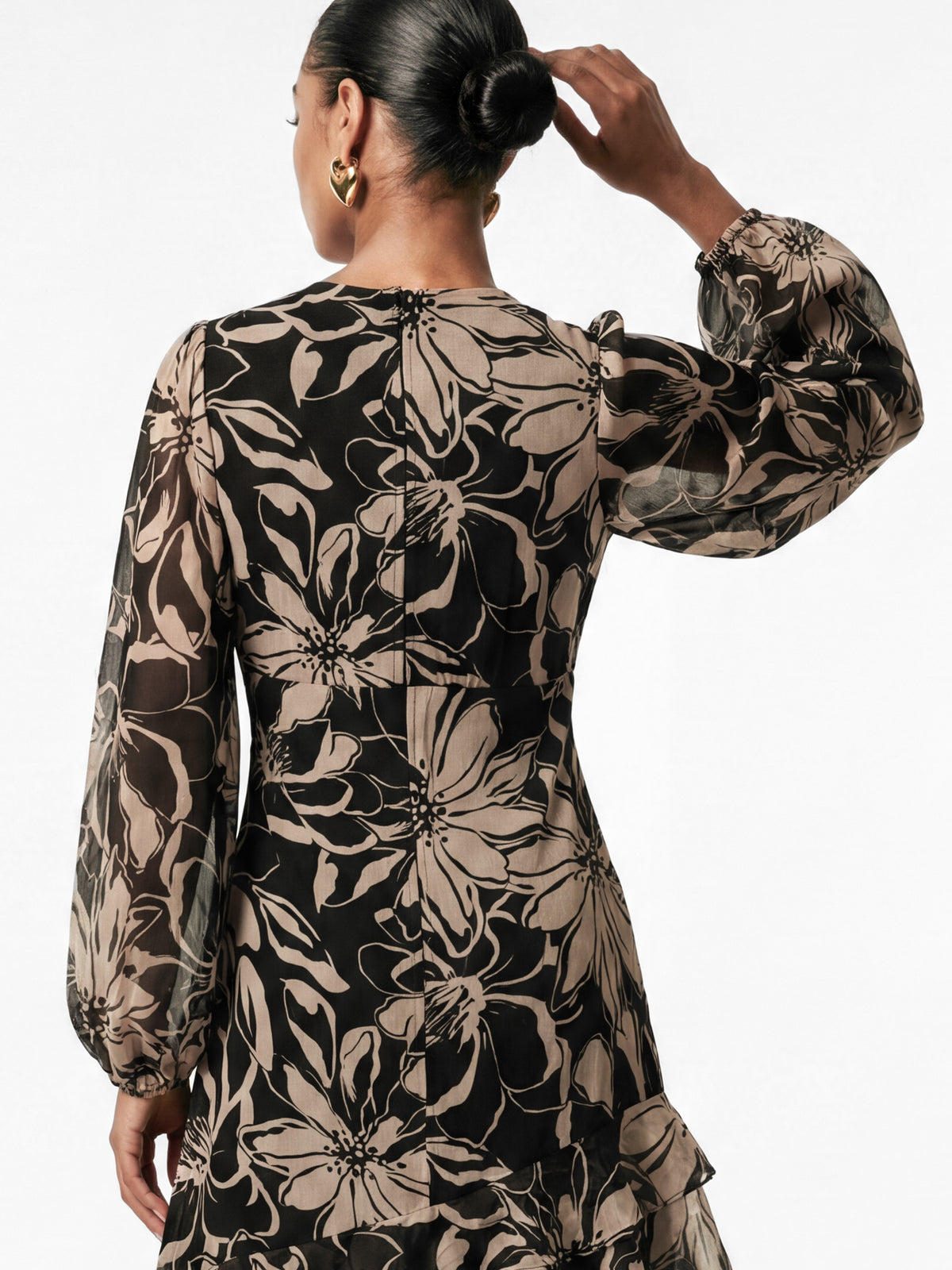 Anaya With Love Recycled Floral Long Sleeve Tiered Maxi Dress