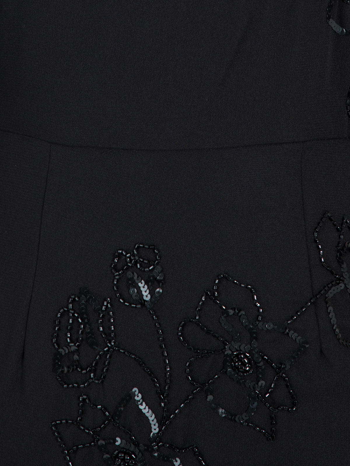 Maya Black Floral Embellished Angel Sleeve Maxi Dress