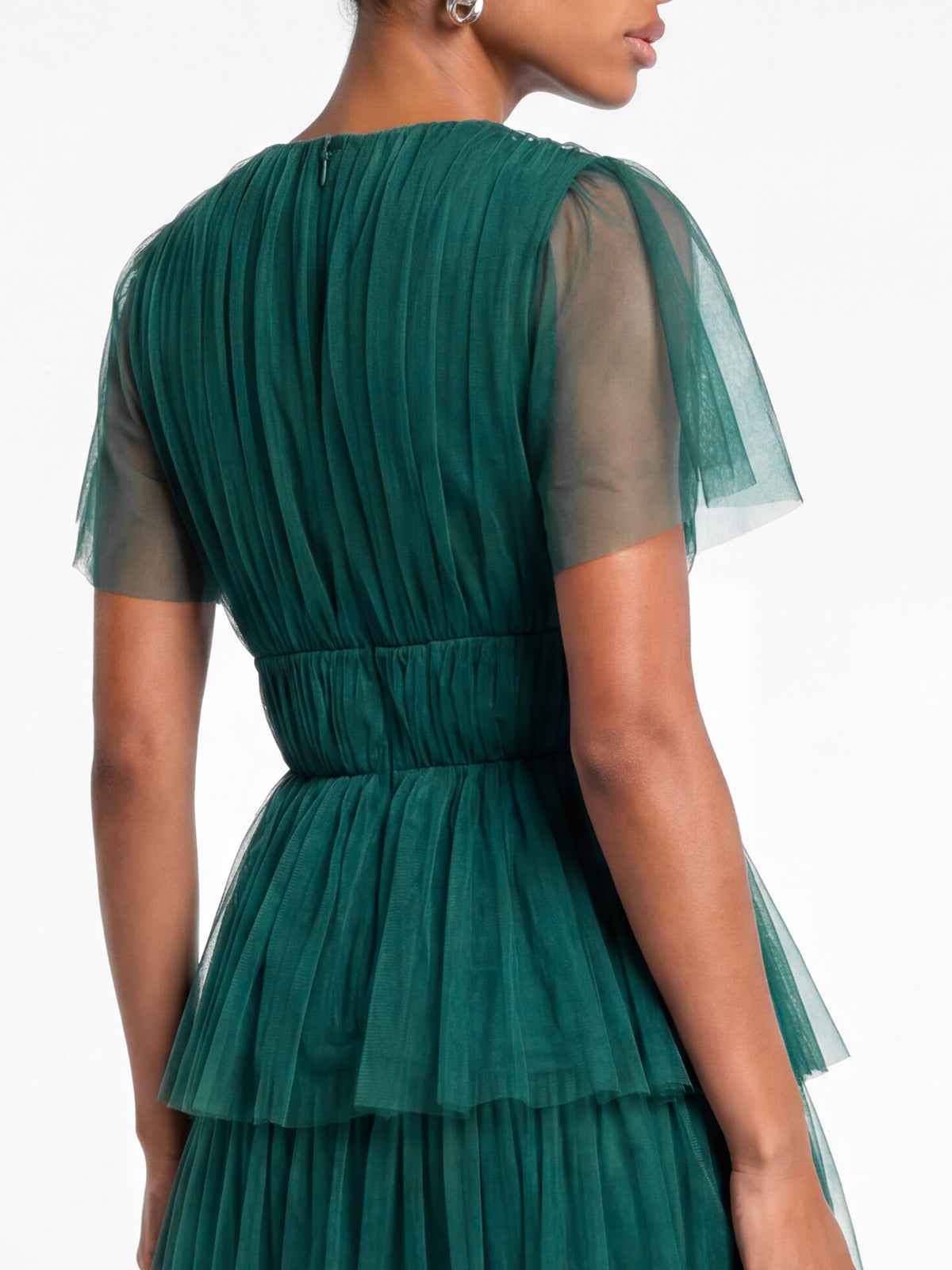 Anaya With Love Recycled Teal Short Sleeve Tiered Midaxi Dress