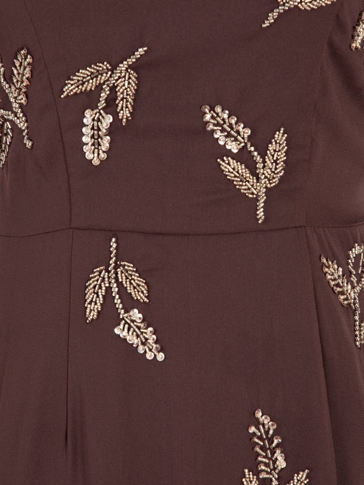 Maya Chocolate Embellished Short Sleeve Maxi Dress with Open Back