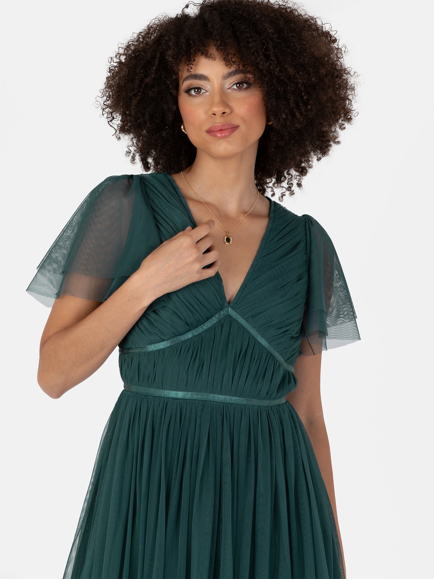Anaya With Love Recycled Emerald Green Ribbon Detail Midi Dress