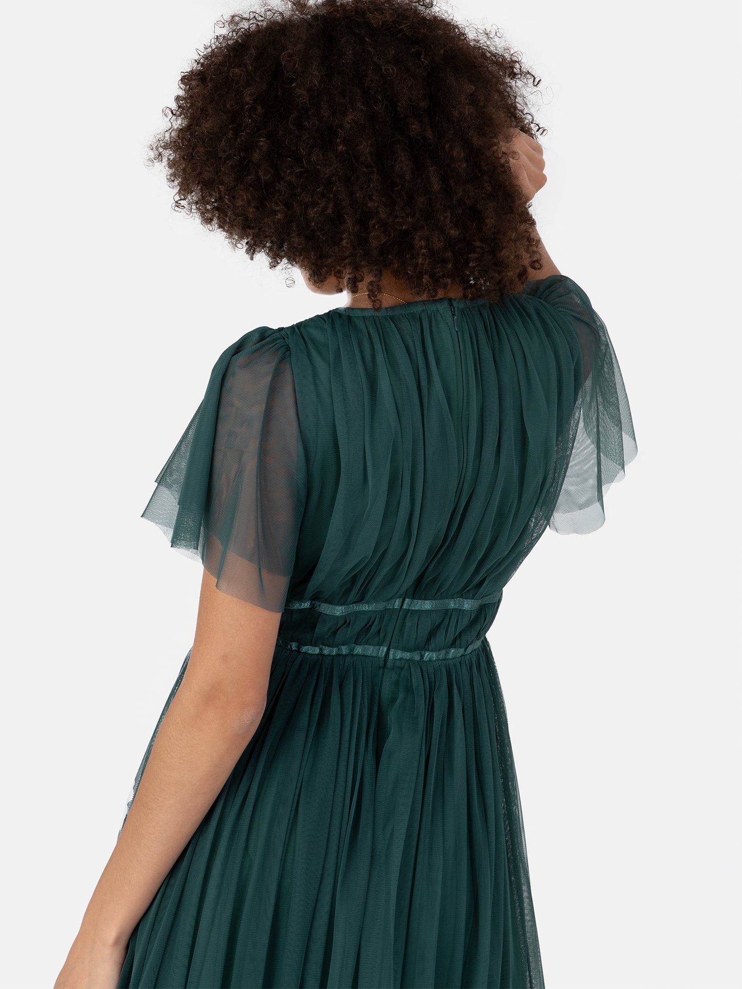 Anaya With Love Recycled Emerald Green Ribbon Detail Midi Dress
