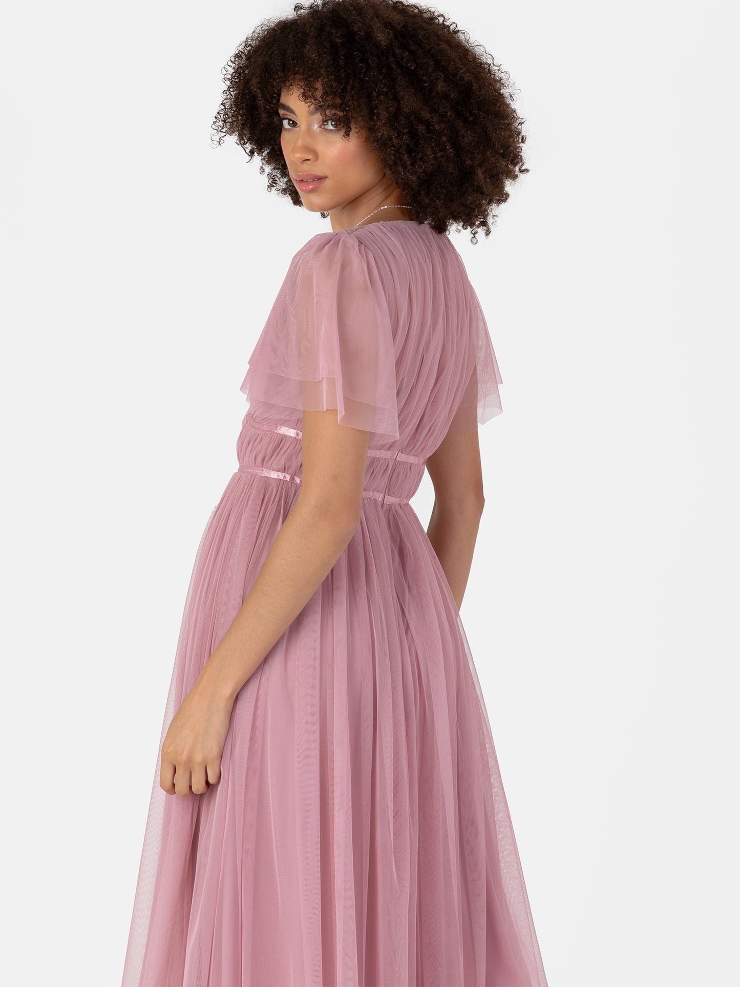 Anaya With Love Recycled Blush Pink Ribbon Detail Midi Dress