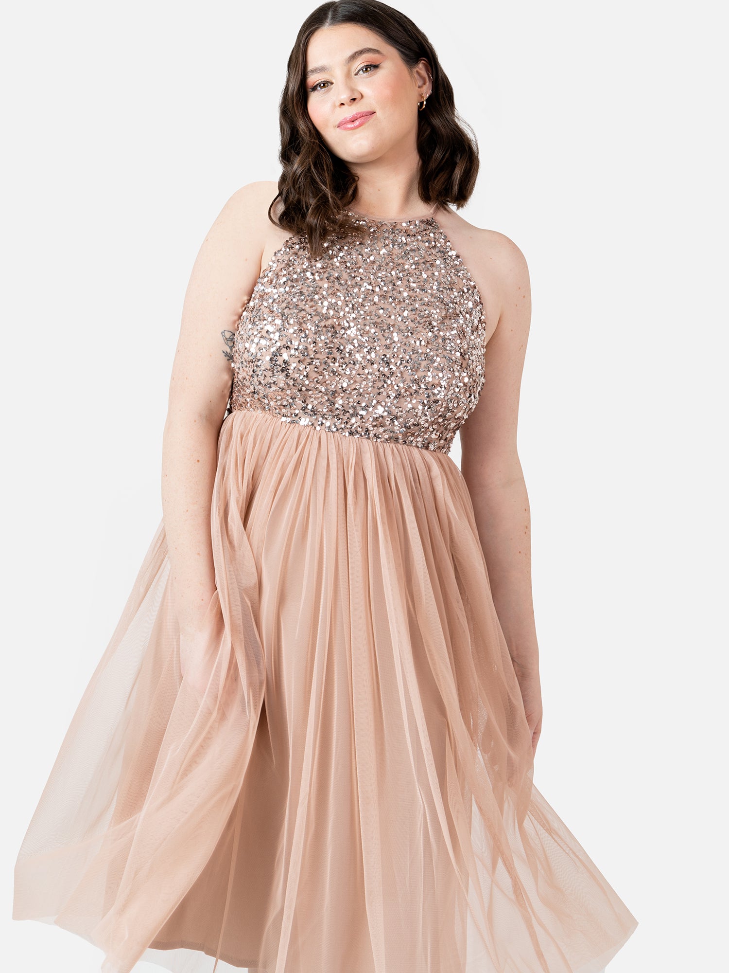 maya taupe blush bridesmaid dresses Blush Pink Bridesmaid Dress Matte Satin Size 2XL