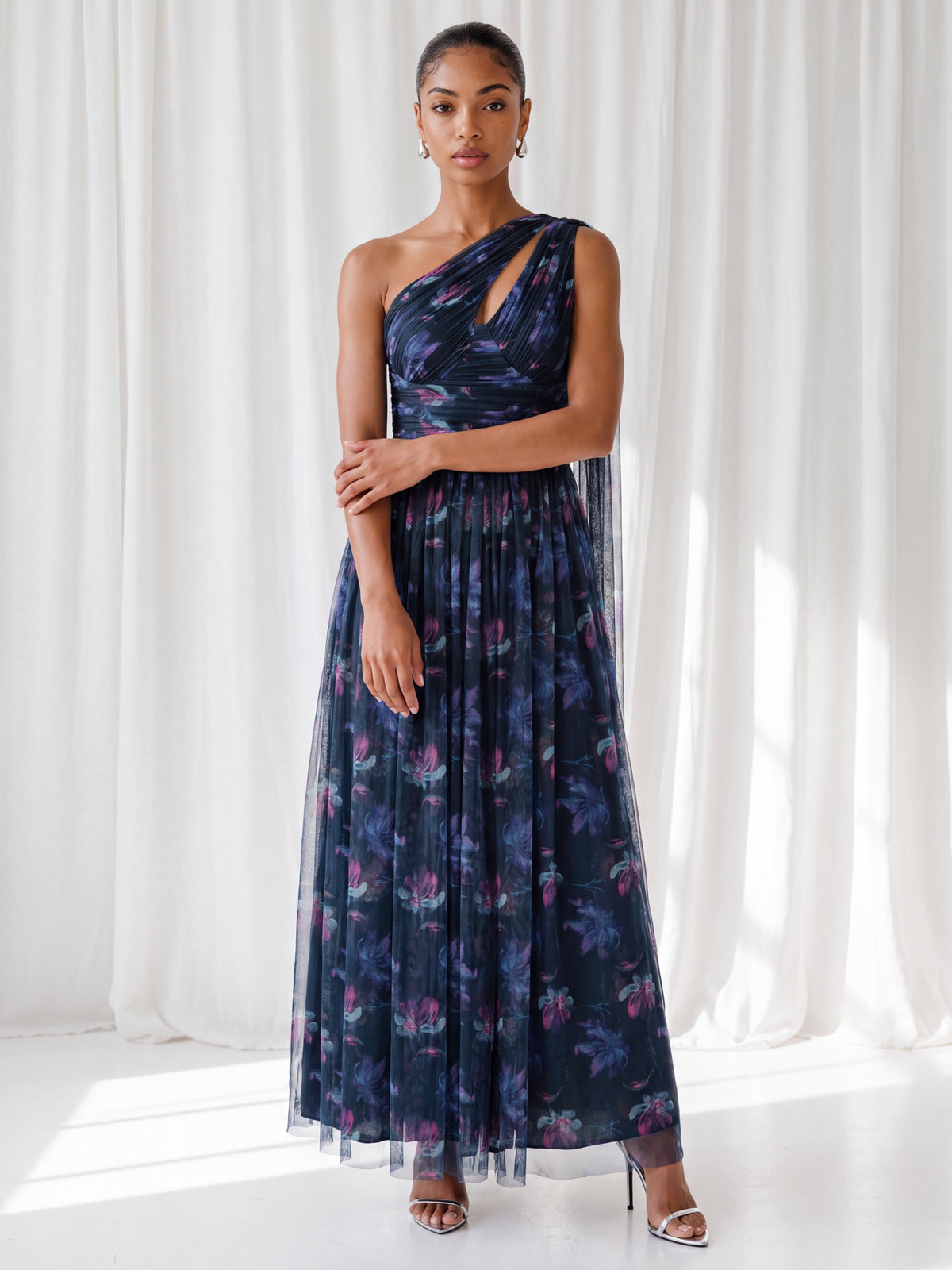Anaya With Love Recycled Floral Print One Shoulder Maxi Dress
