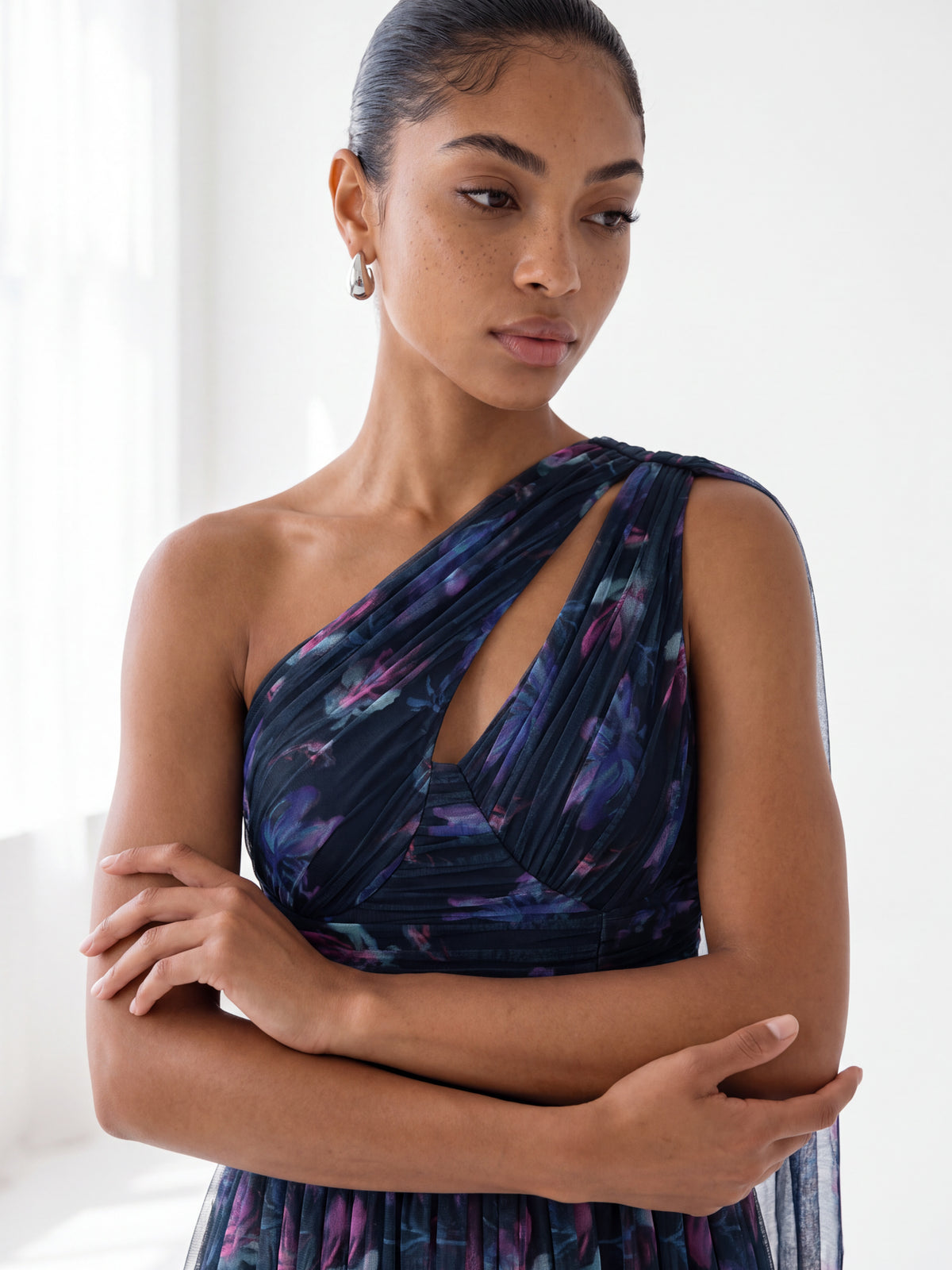 Anaya With Love Recycled Floral Print One Shoulder Maxi Dress