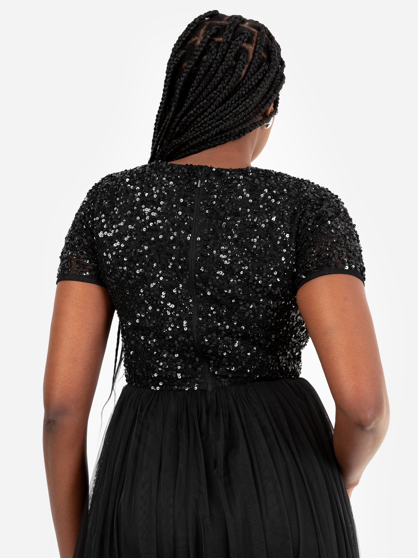 Maya Black V Neckline Embellished Maxi Dress