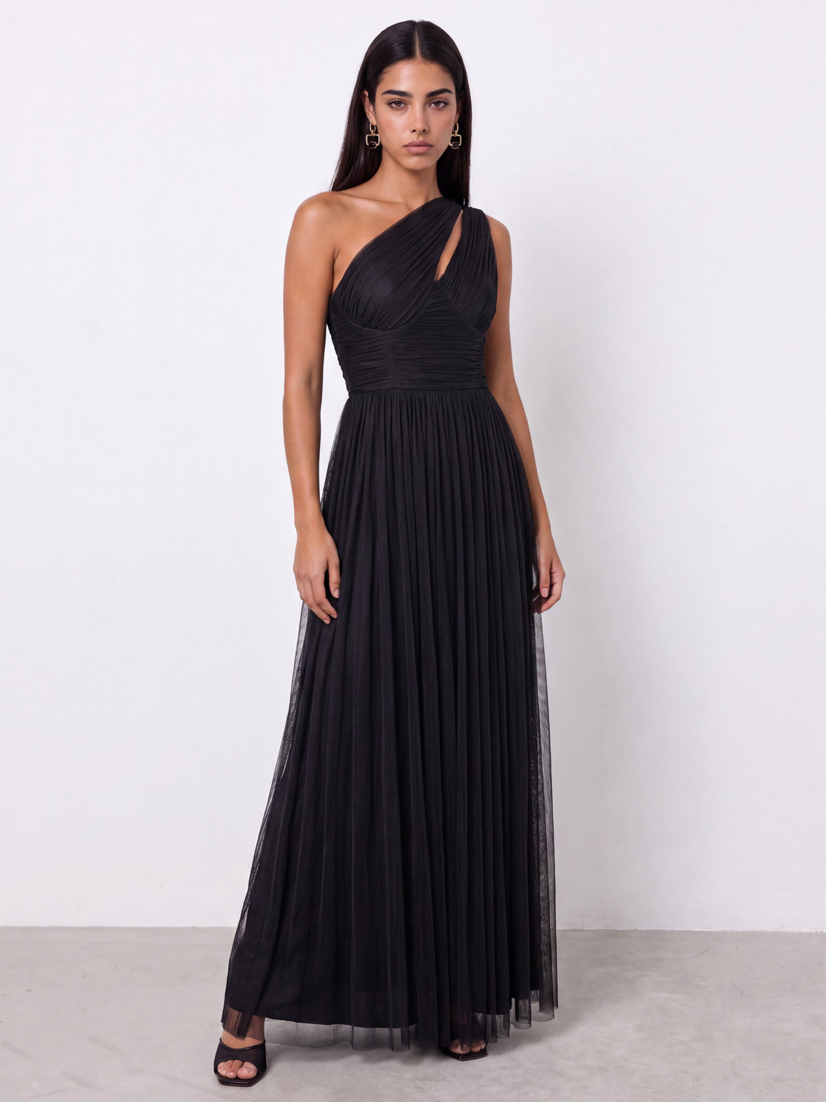 Anaya With Love Recycled Black Cutout One Shoulder Maxi Dress