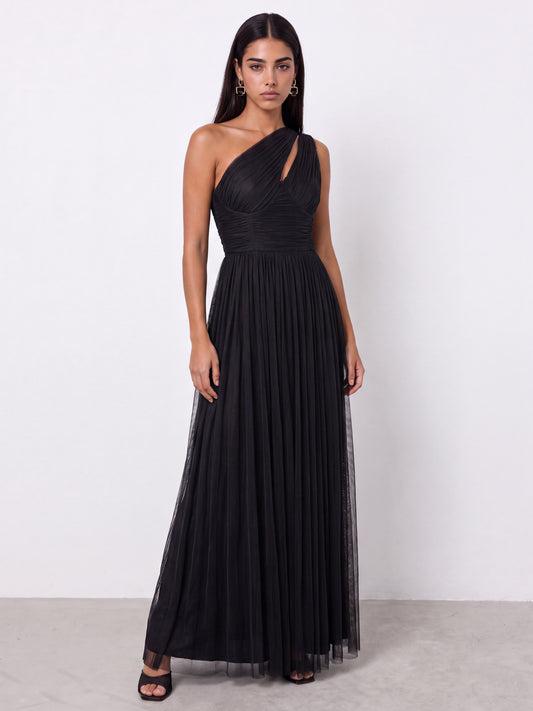 Anaya With Love Recycled Black Cutout One Shoulder Maxi Dress
