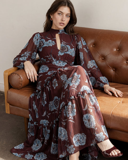 Anaya With Love Recycled Floral High Neck Tiered Maxi Dress