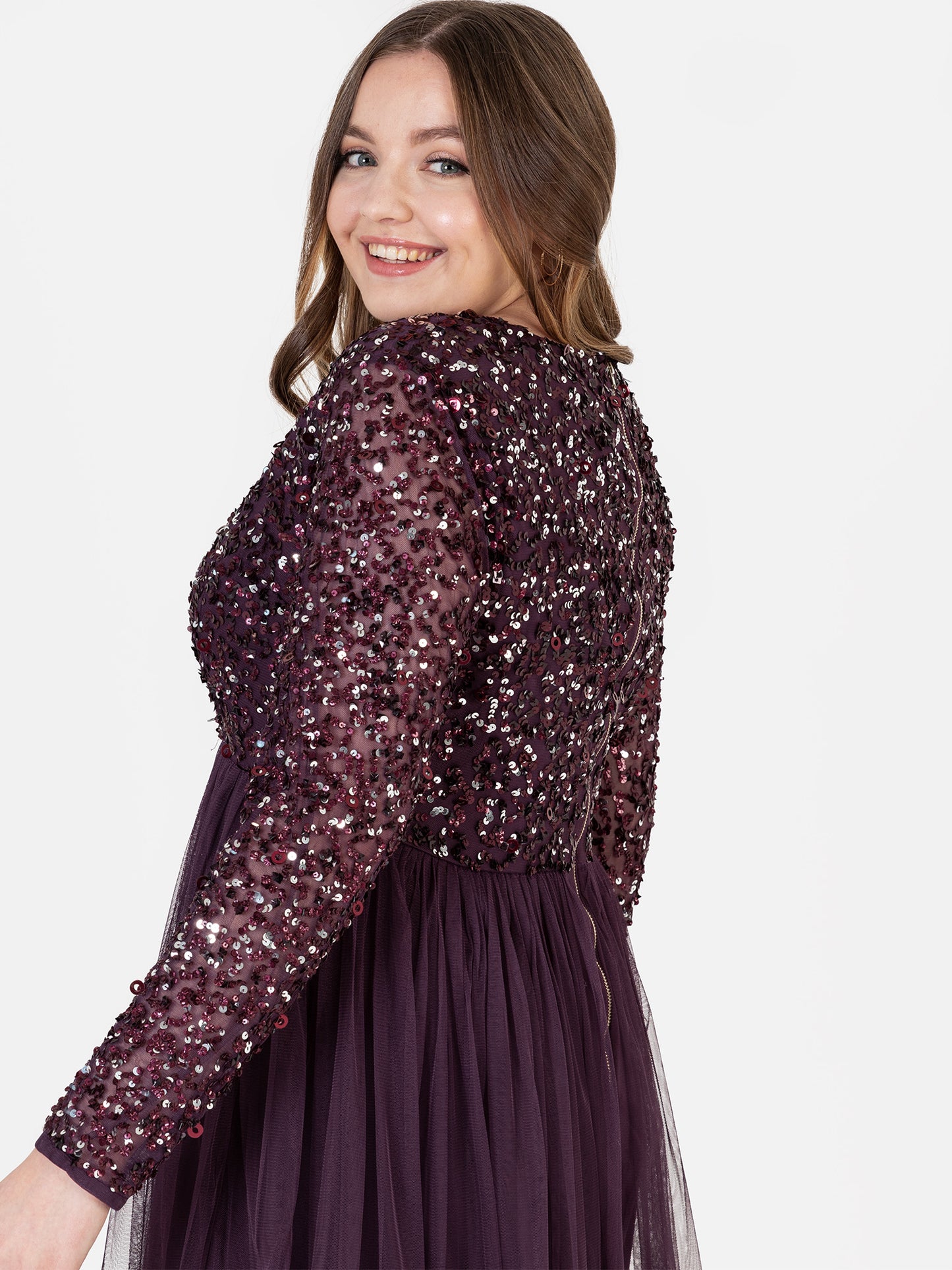 Maya Berry Faux Wrap Front Embellished Maxi Dress