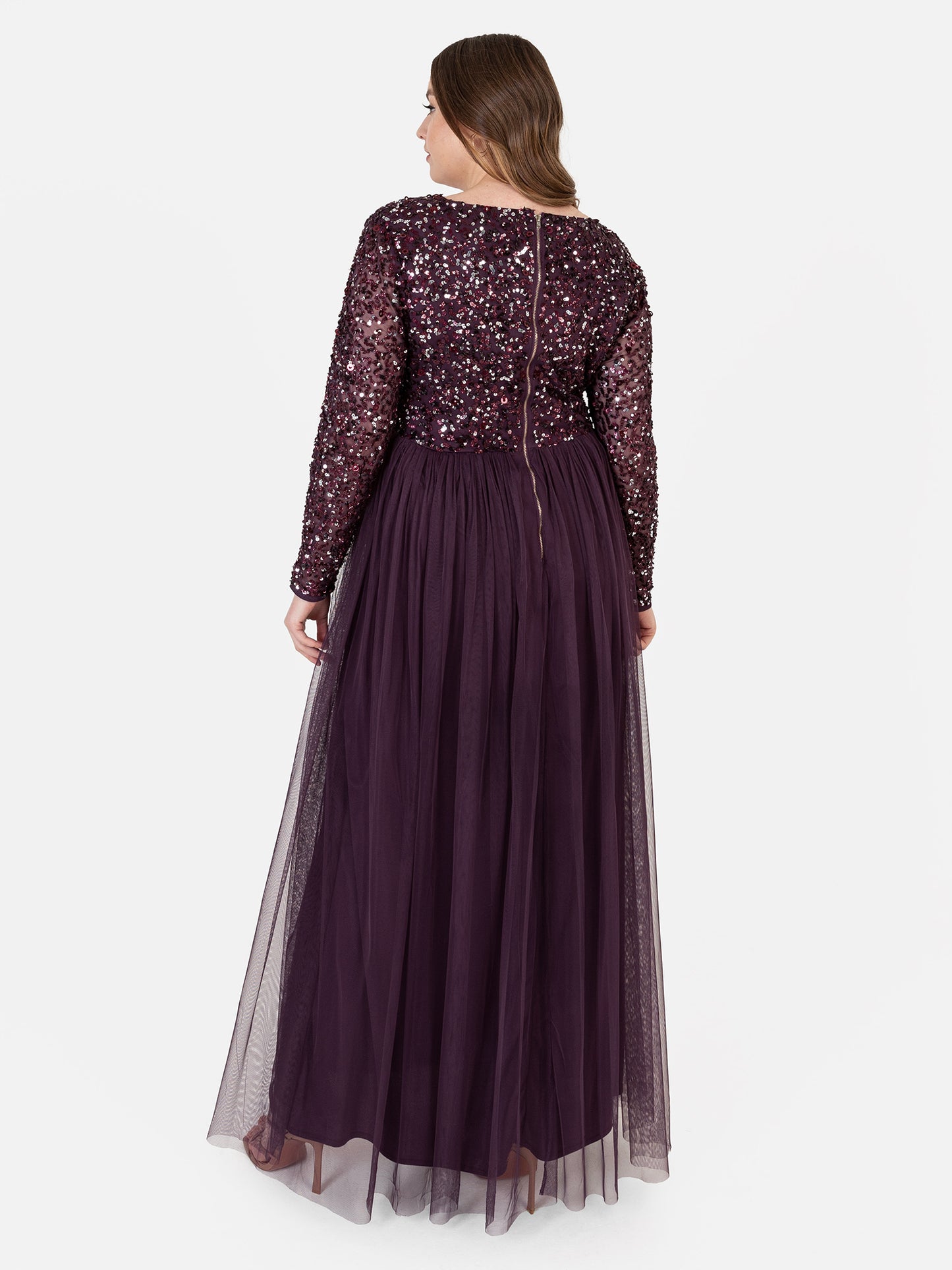 Maya Berry Faux Wrap Front Embellished Maxi Dress