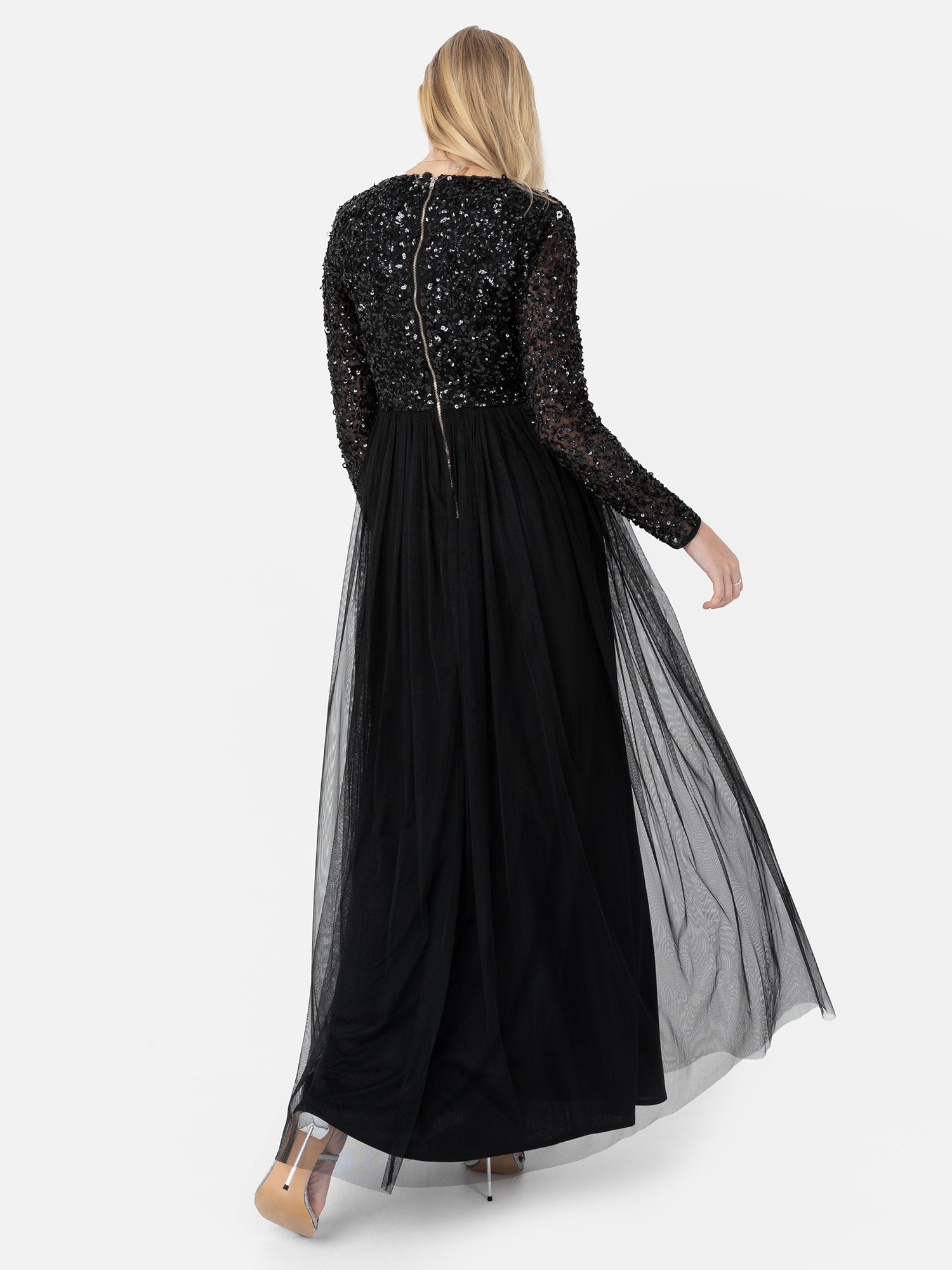 Maya Black Faux Wrap Front Embellished Maxi Dress Maya Deluxe Maya Black Faux Wrap Front Embellished Maxi Dress Maya Deluxe