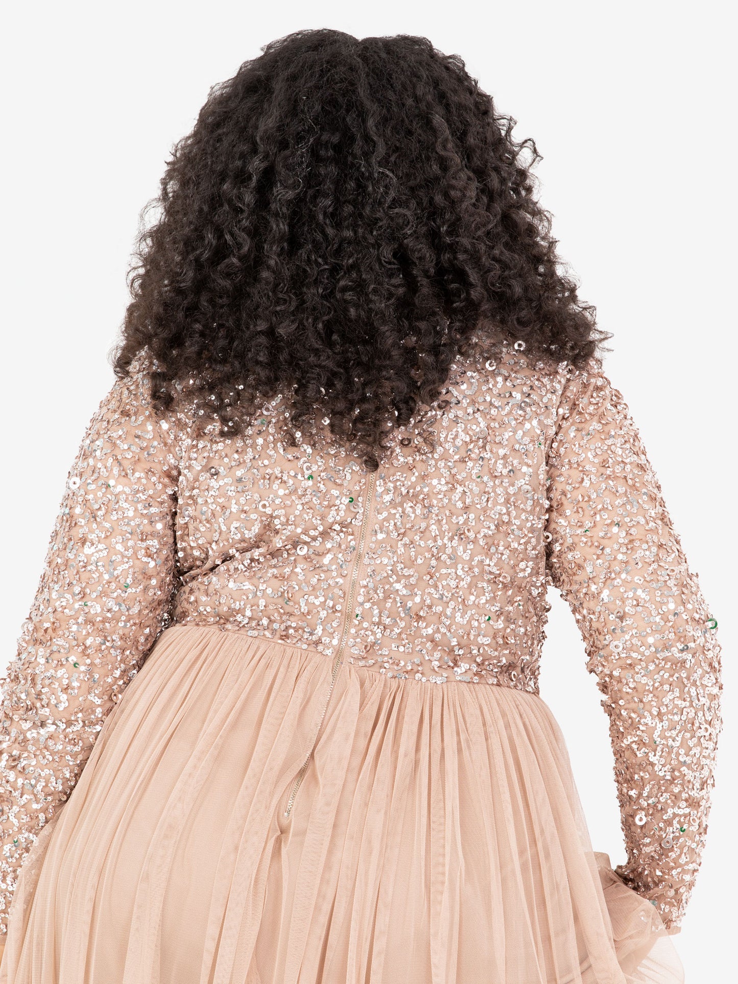 Maya Taupe Blush Faux Warp Front Embellished Maxi Dress