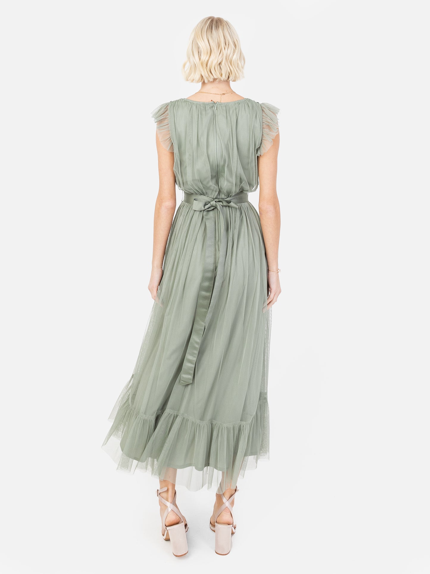 Anaya With Love Recycled Frosty Green Midaxi Dress with Sash Belt