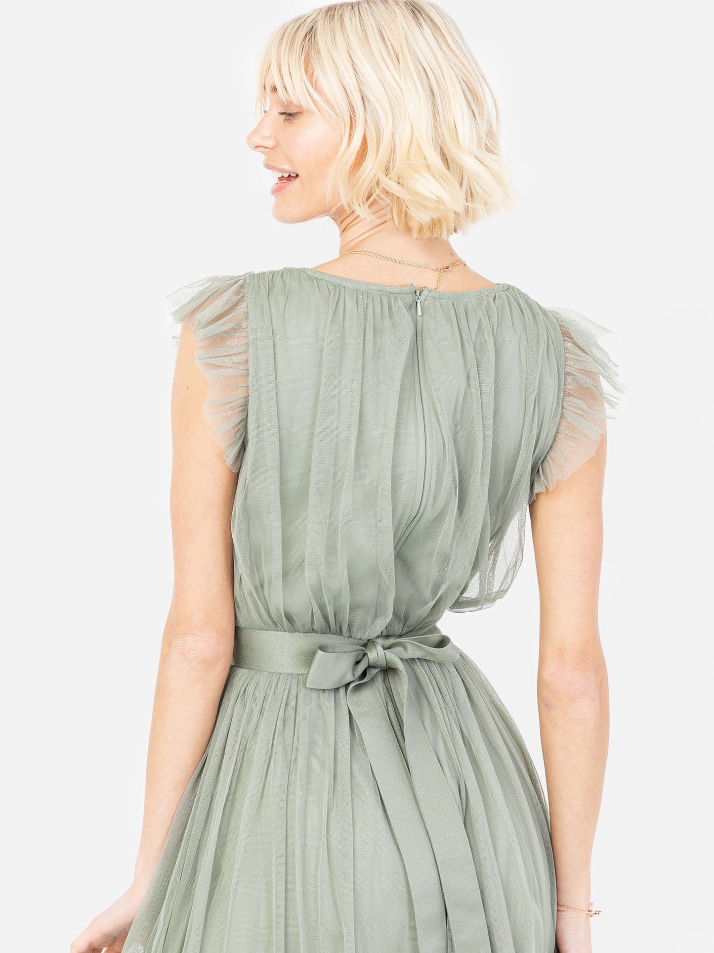 Anaya With Love Recycled Frosty Green Midaxi Dress with Sash Belt