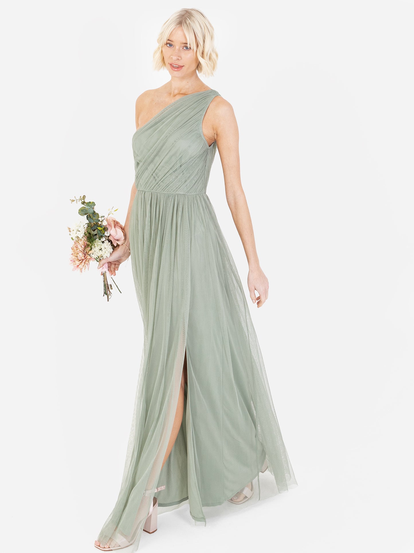 Anaya With Love Recycled Frosty Green One Shoulder Maxi Dress
