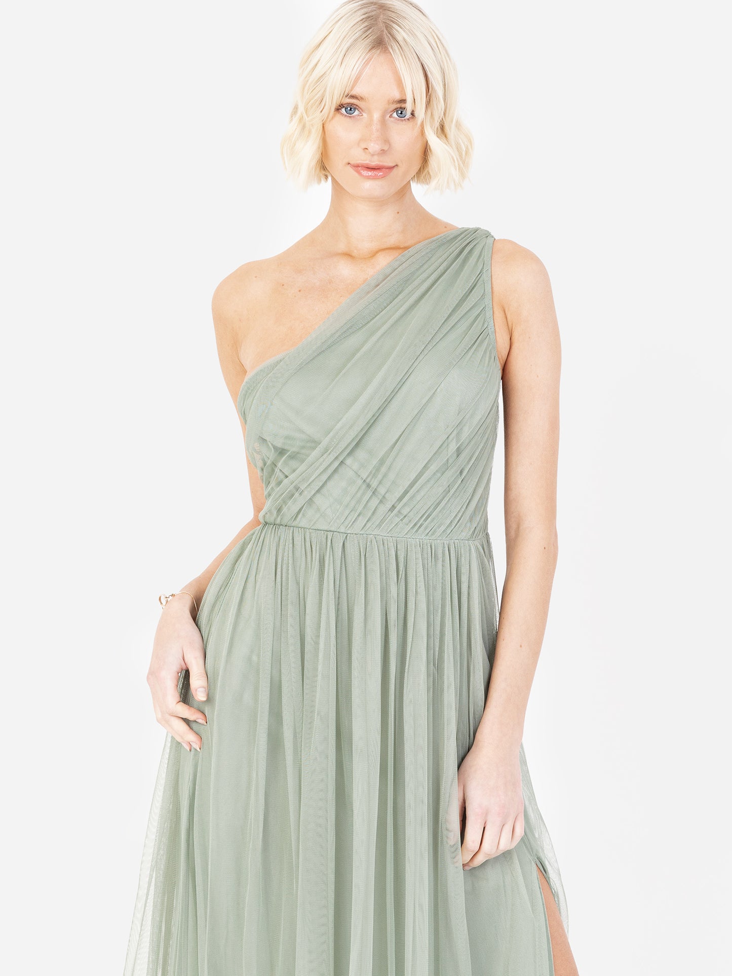 Anaya With Love Recycled Frosty Green One Shoulder Maxi Dress