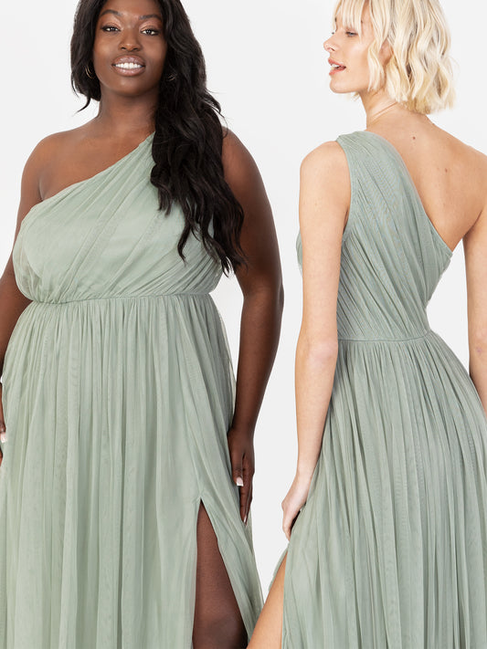 Anaya With Love Recycled Frosty Green One Shoulder Maxi Dress
