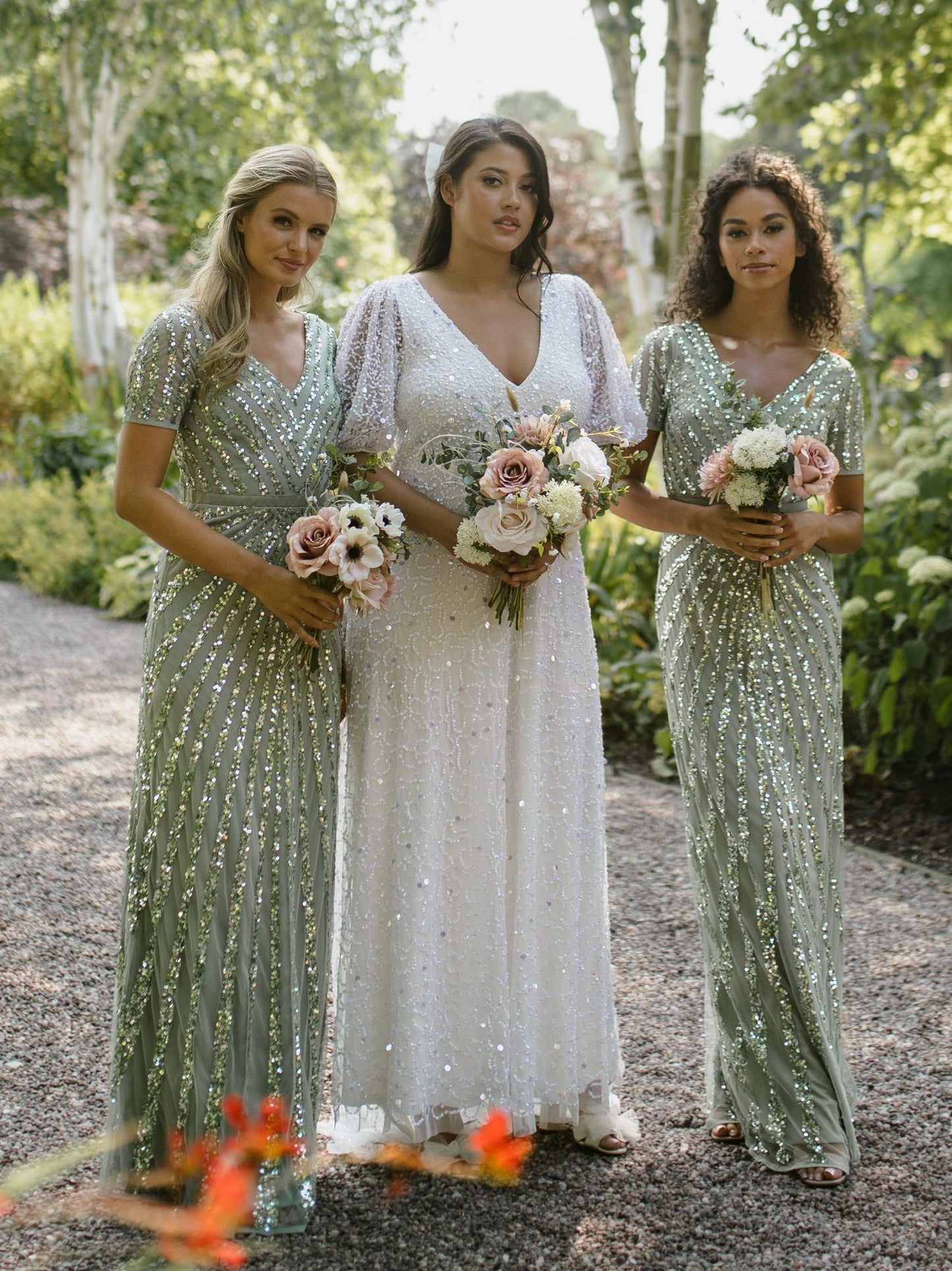 Maya Sage Green Short Sleeve Stripe Embellished Maxi Dress