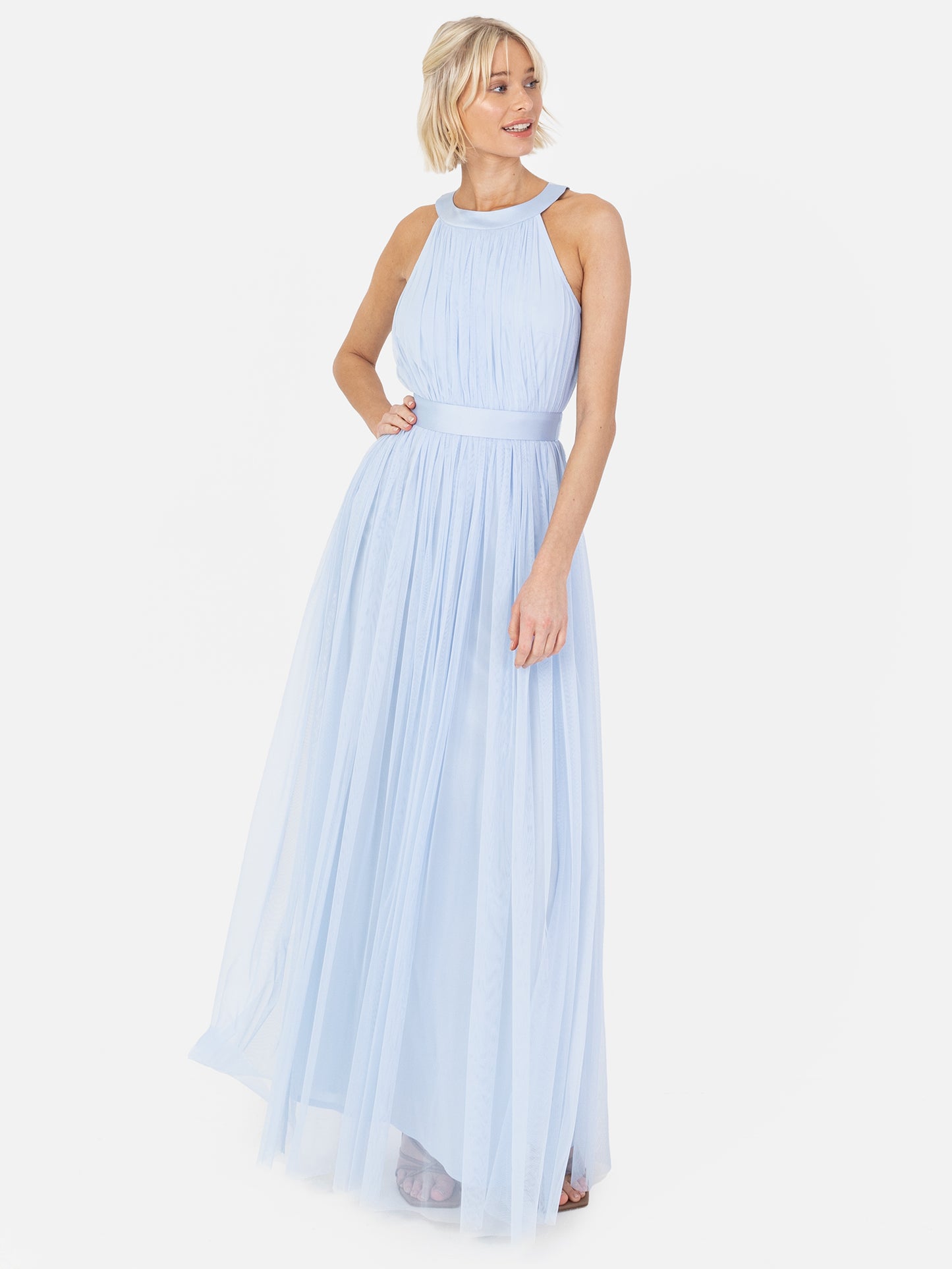 Anaya with Love Recycled Light Blue Halter Neck Maxi Dress