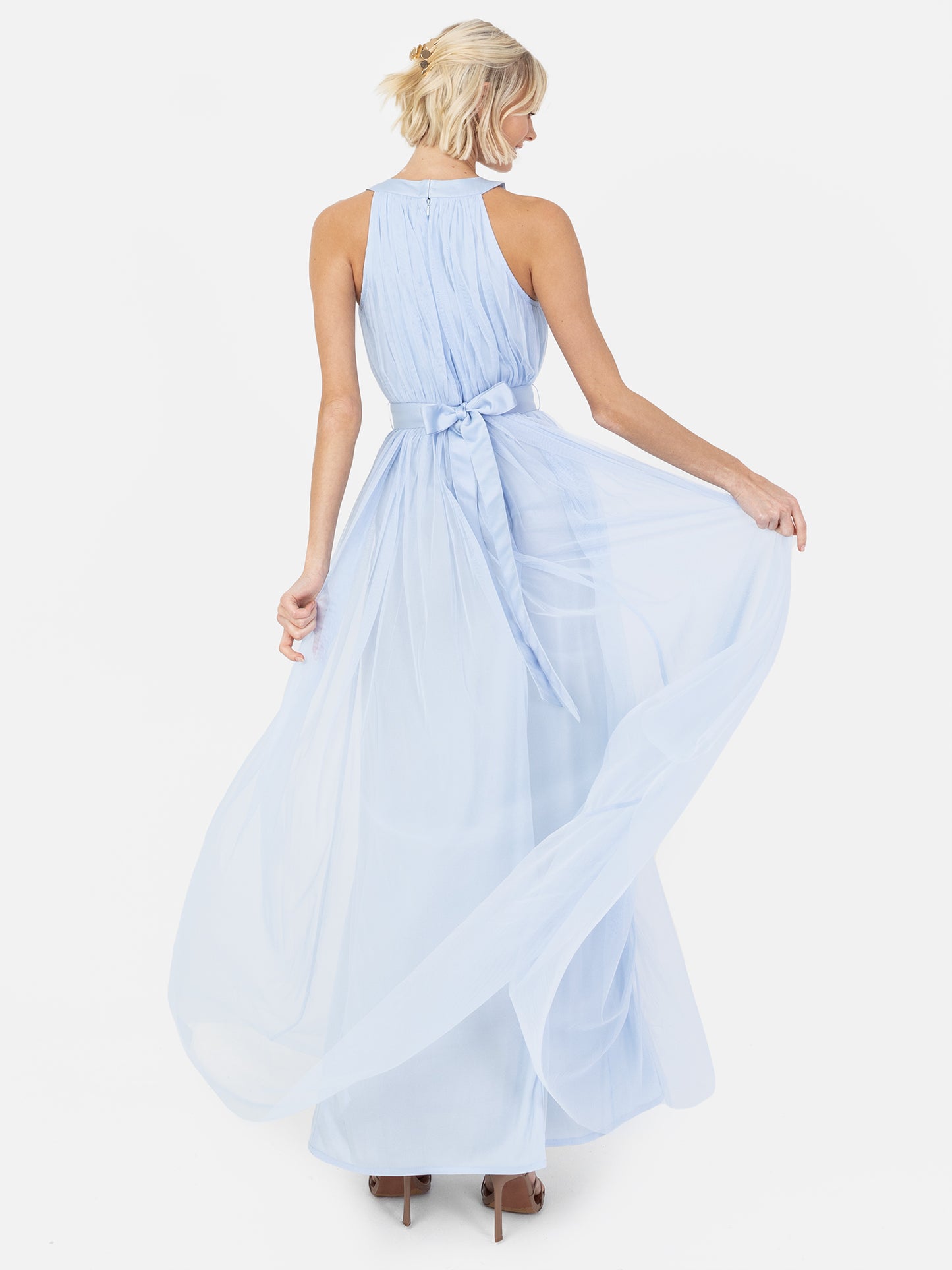 Anaya with Love Recycled Light Blue Halter Neck Maxi Dress