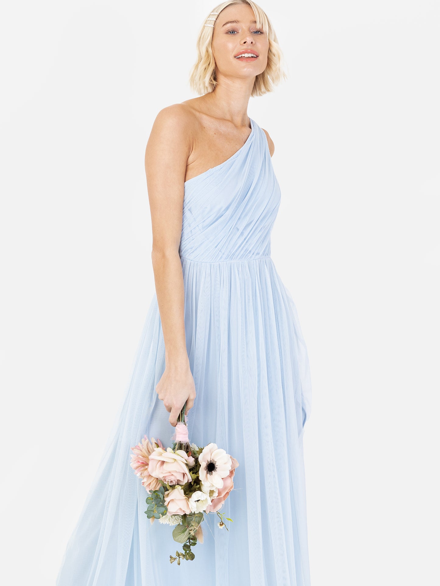 Anaya With Love Recycled Light Blue One Shoulder Maxi Dress