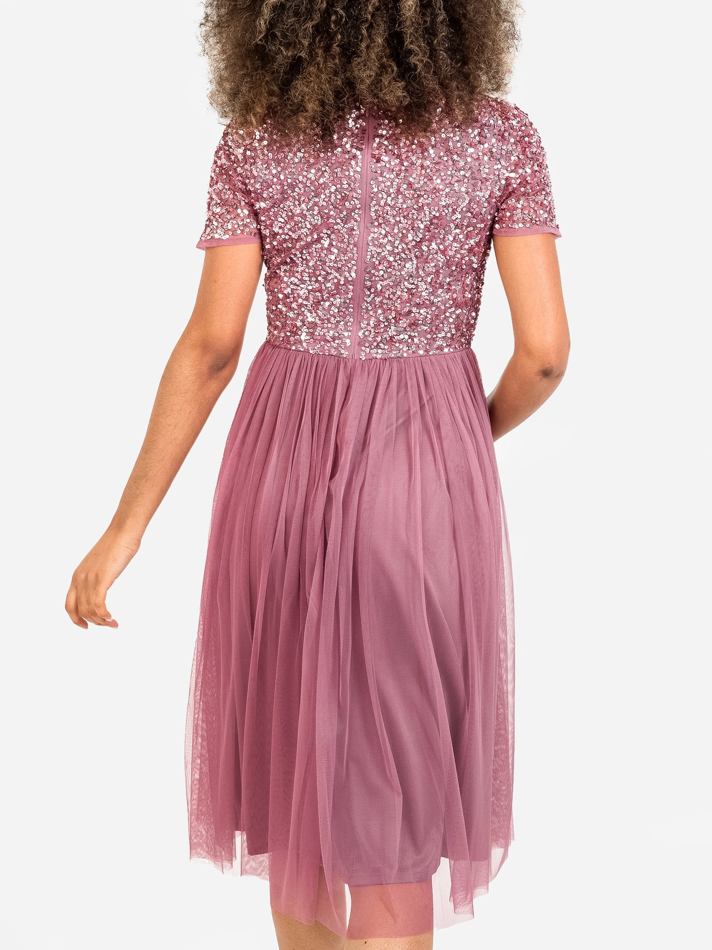 Maya Desert Rose V Neckline Embellished Midi Dress
