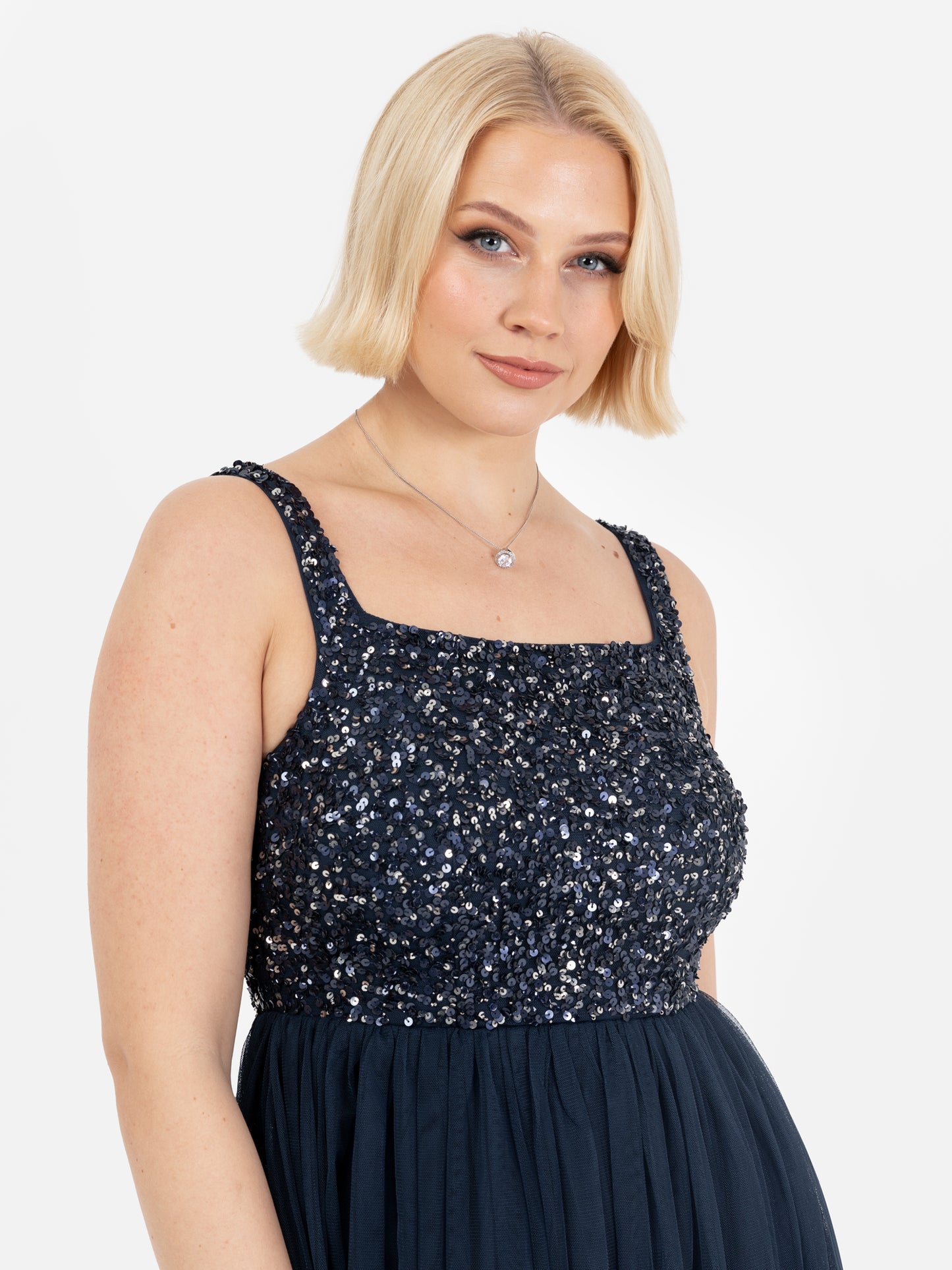 Maya Navy Embellished Strappy Maxi Dress
