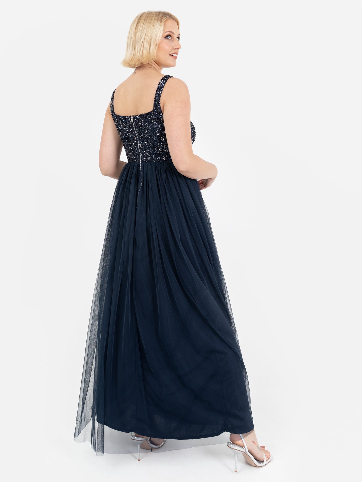 Maya Navy Embellished Strappy Maxi Dress