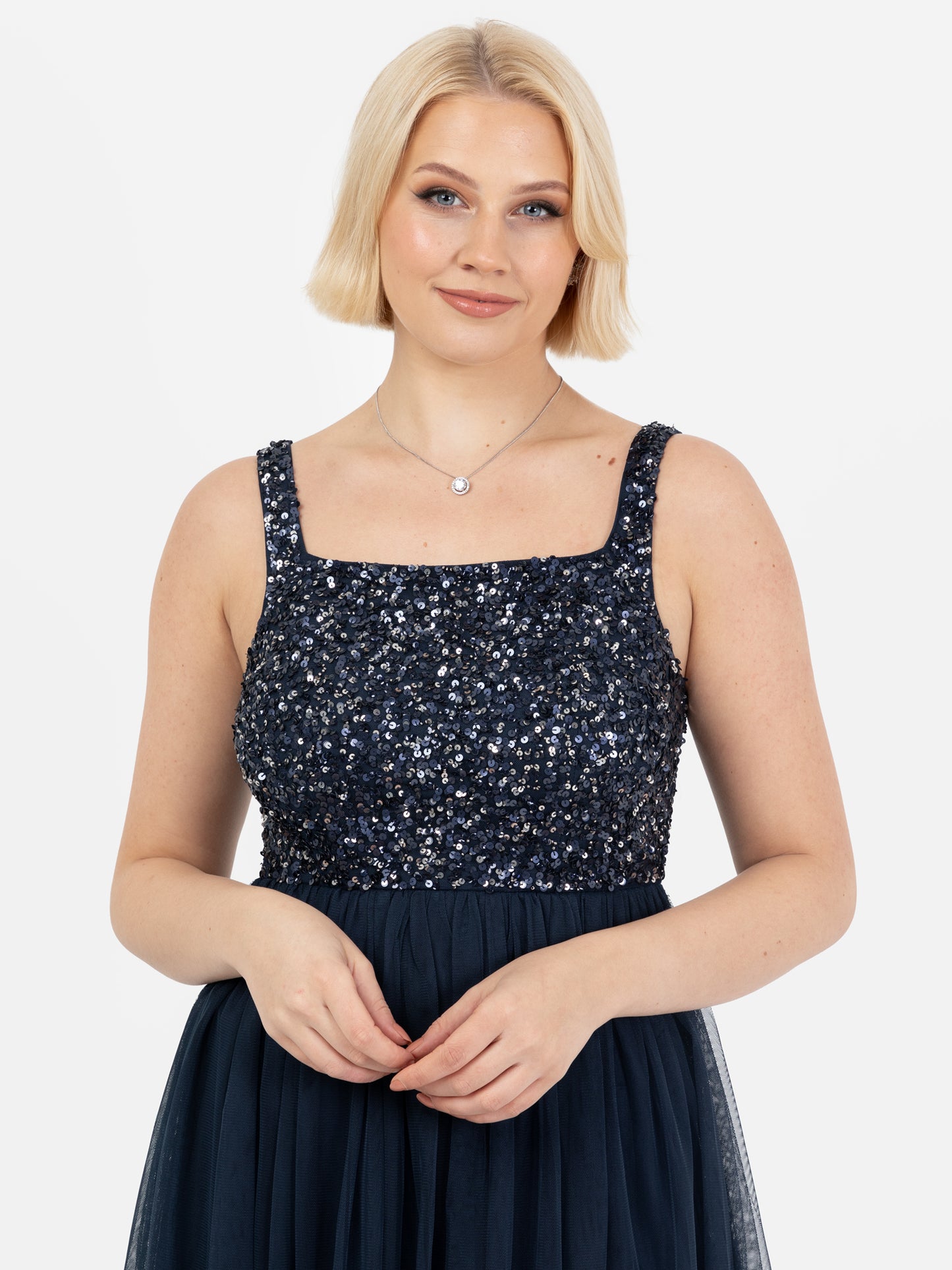 Maya Navy Embellished Strappy Maxi Dress