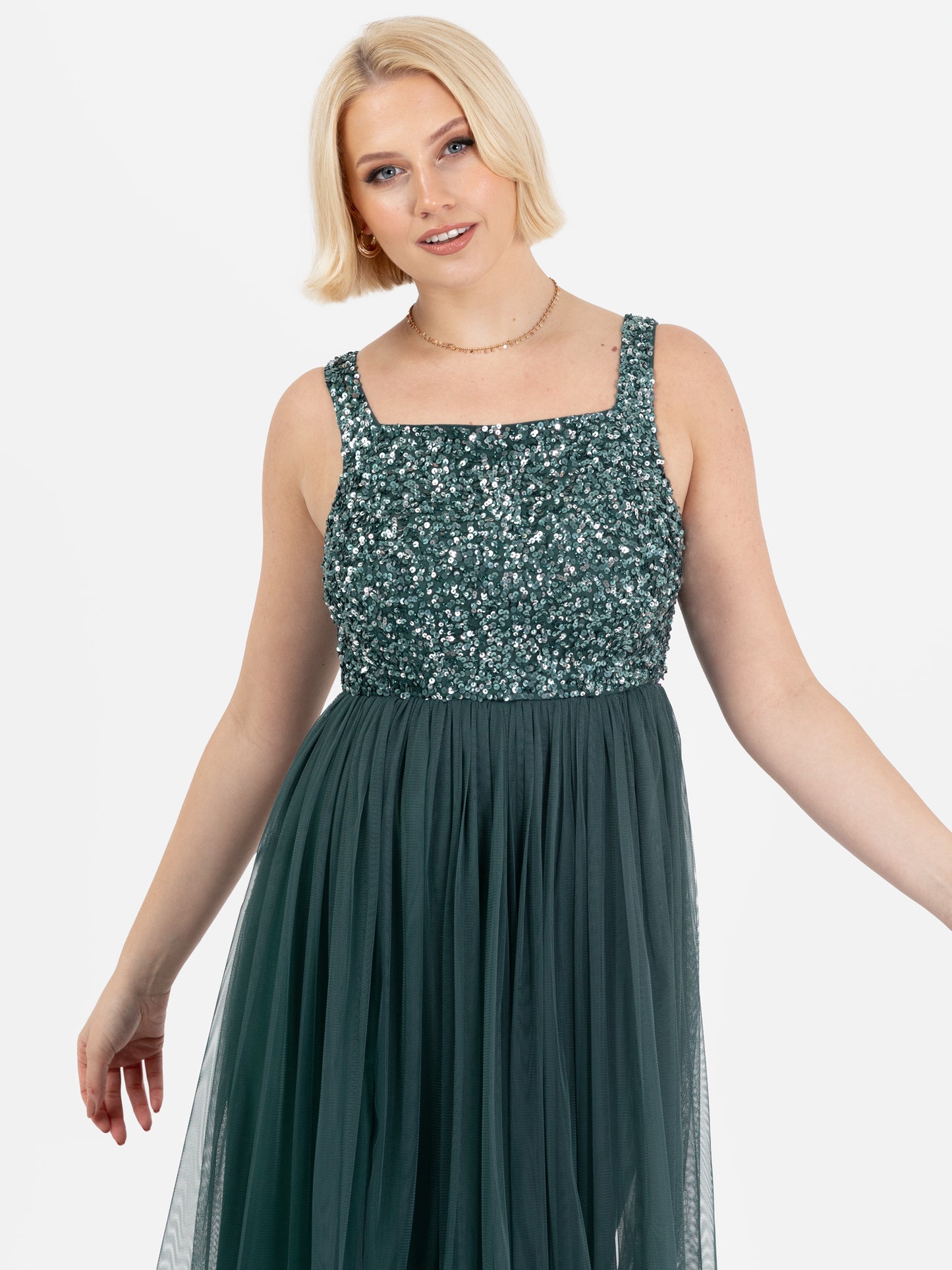 Maya Emerald Green Embellished Strappy Maxi Dress