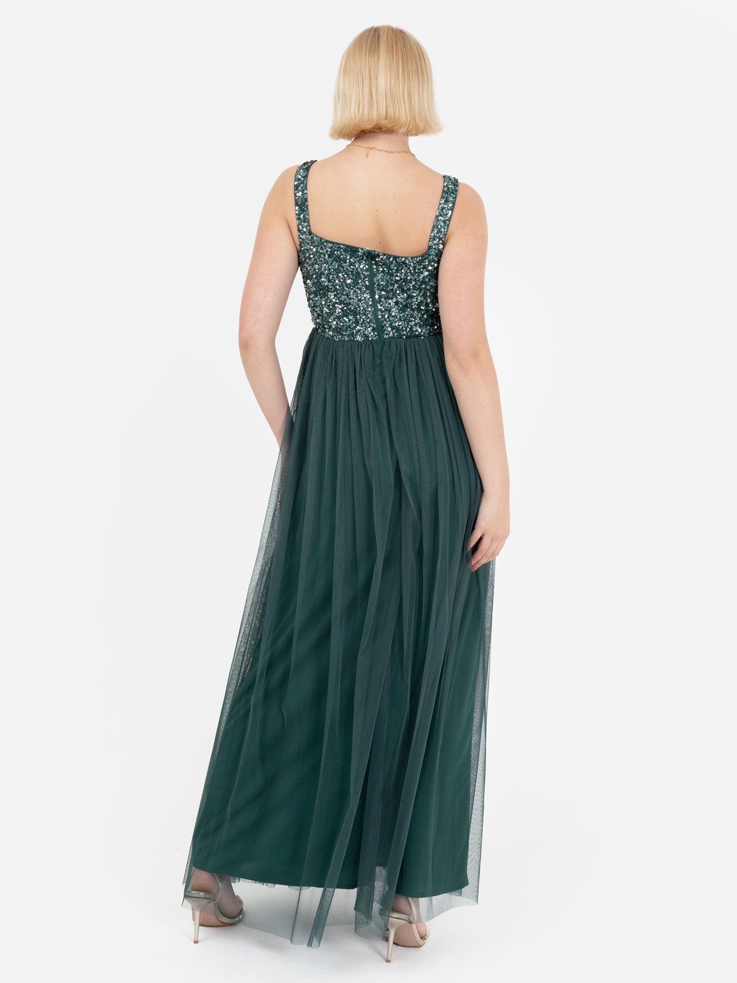 Maya Emerald Green Embellished Strappy Maxi Dress