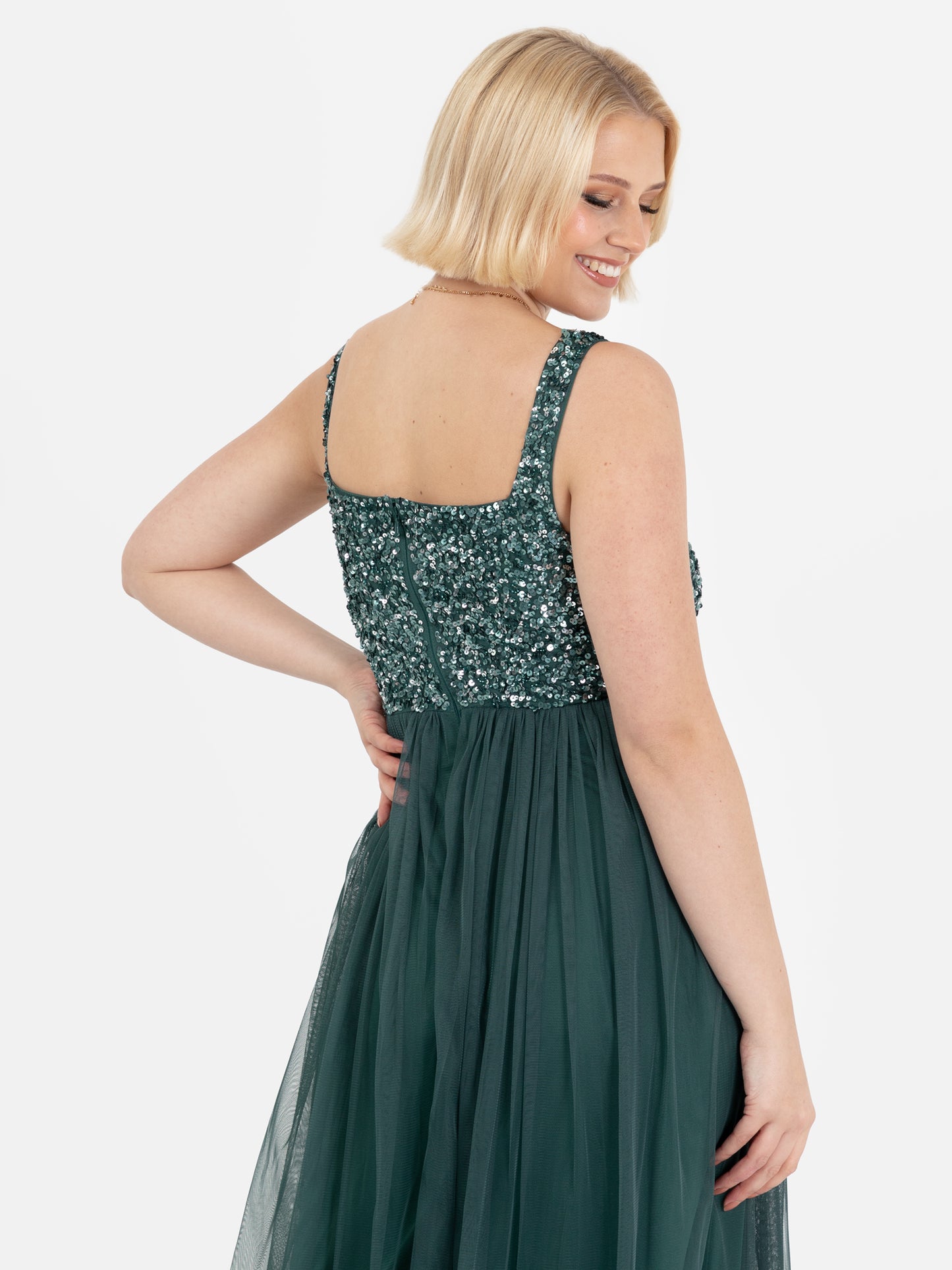 Maya Emerald Green Embellished Strappy Maxi Dress