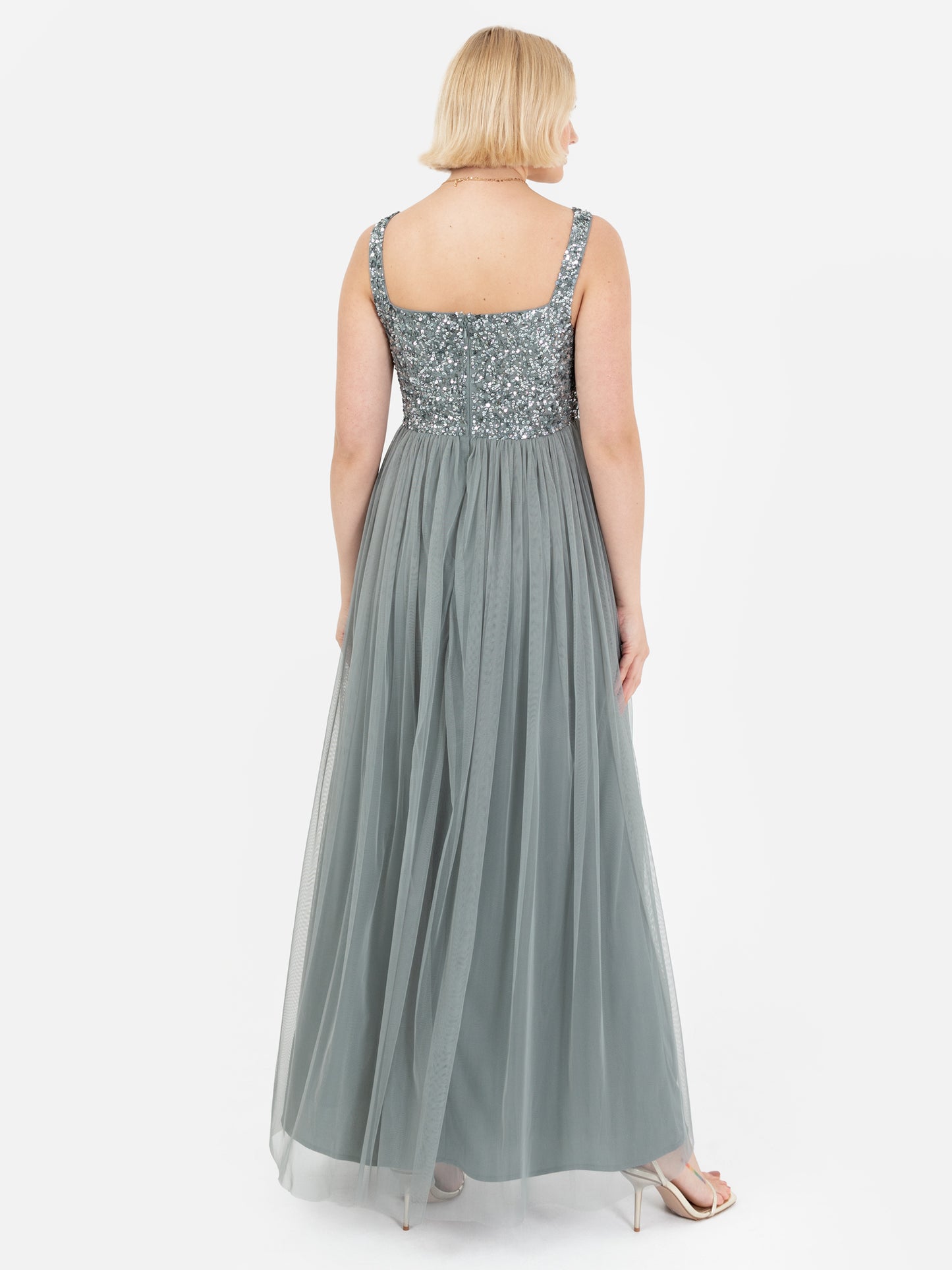 Maya Misty Green Embellished Strappy Maxi Dress