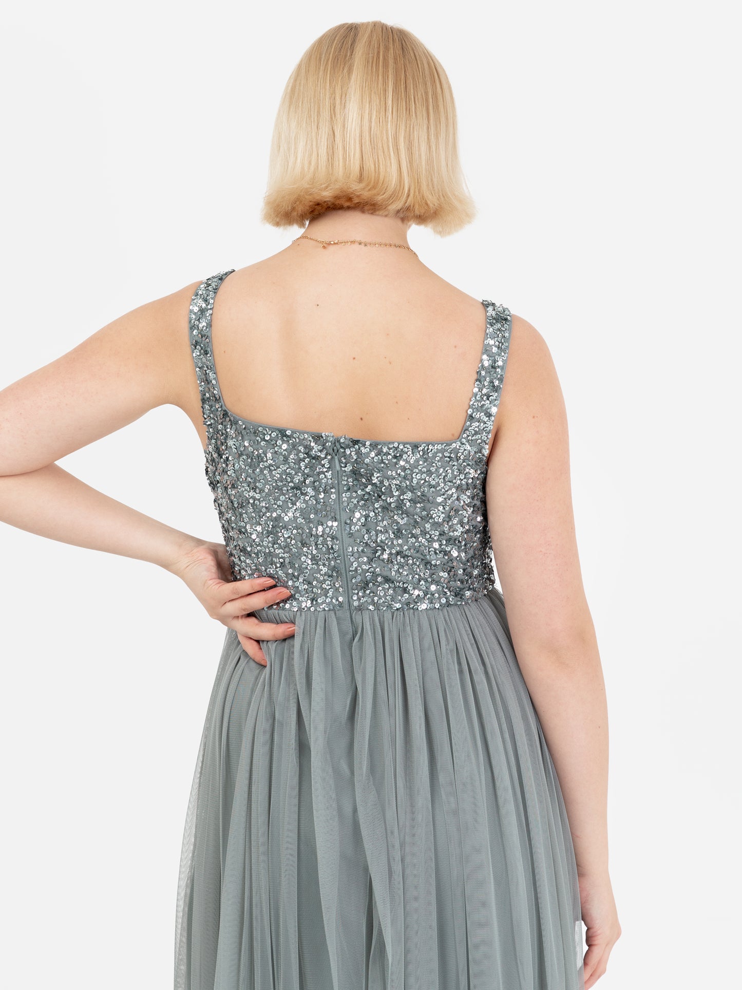 Maya Misty Green Embellished Strappy Maxi Dress