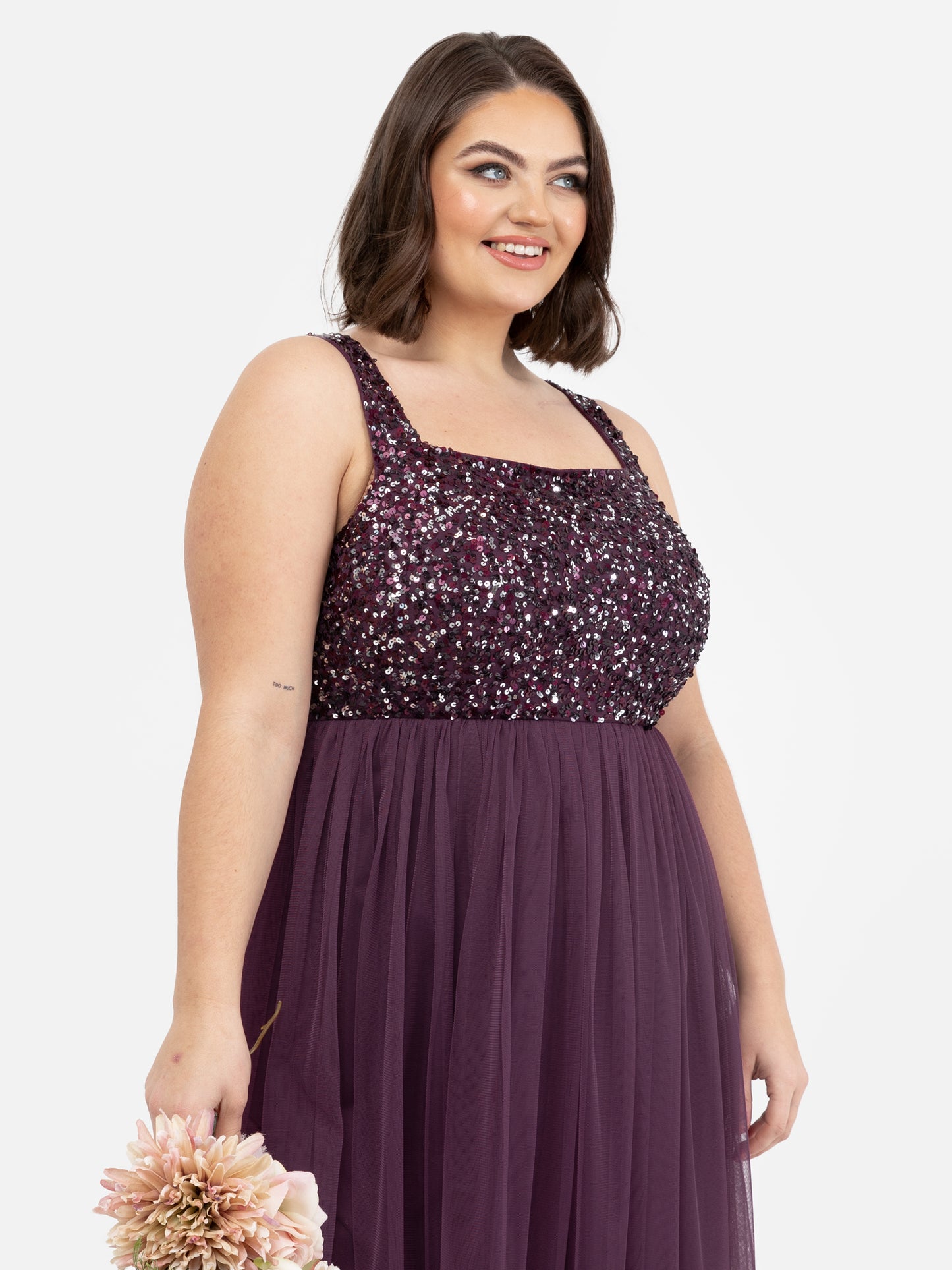 Maya Berry Embellished Strappy Maxi Dress