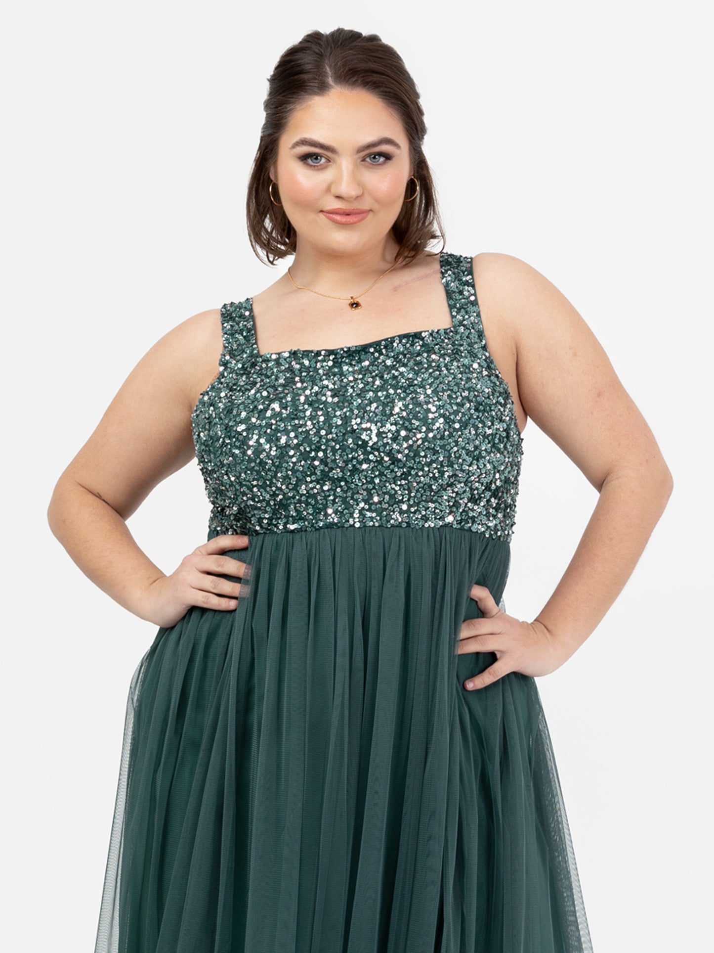 Maya Emerald Green Embellished Strappy Maxi Dress