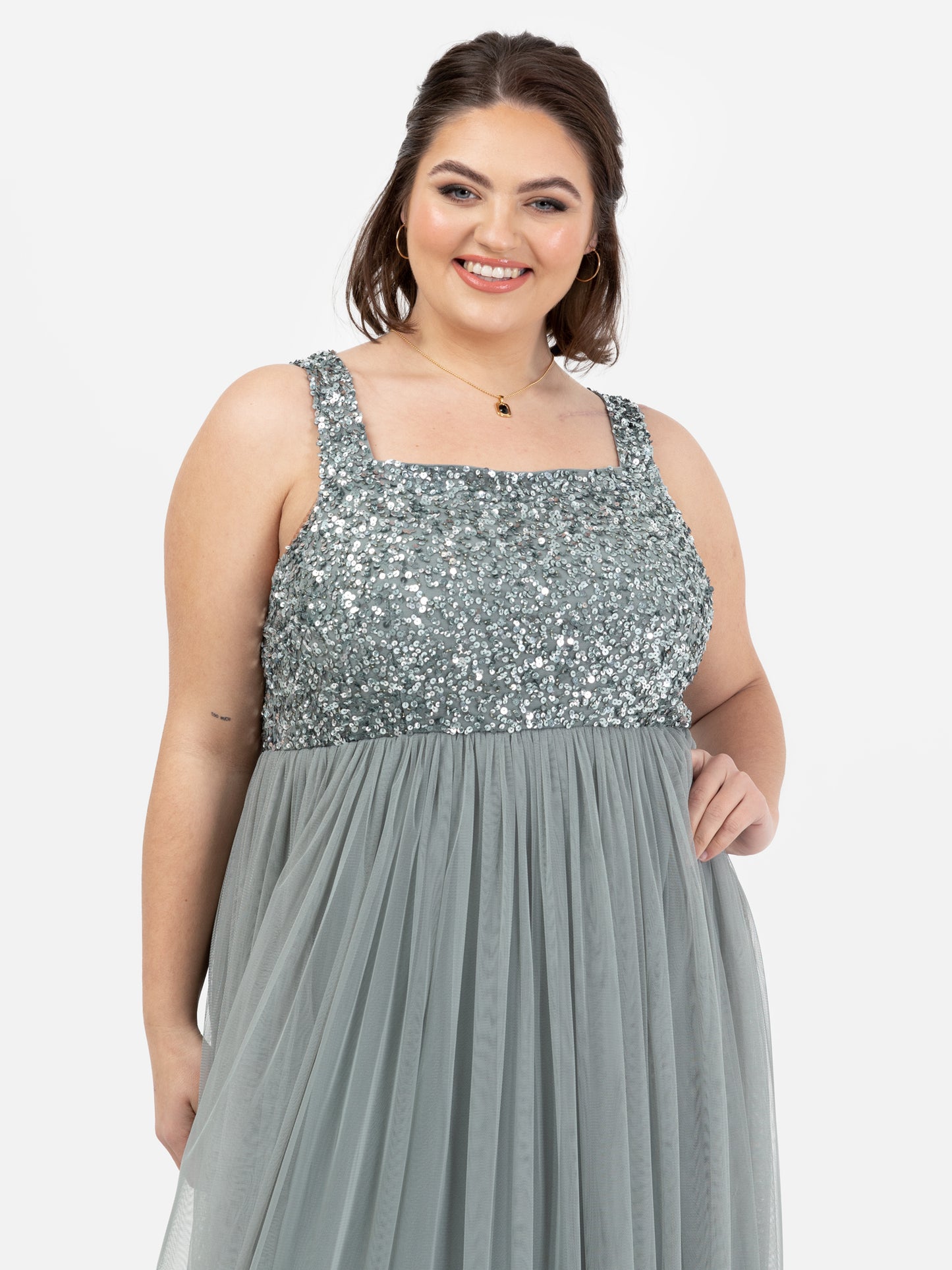 Maya Misty Green Embellished Strappy Maxi Dress