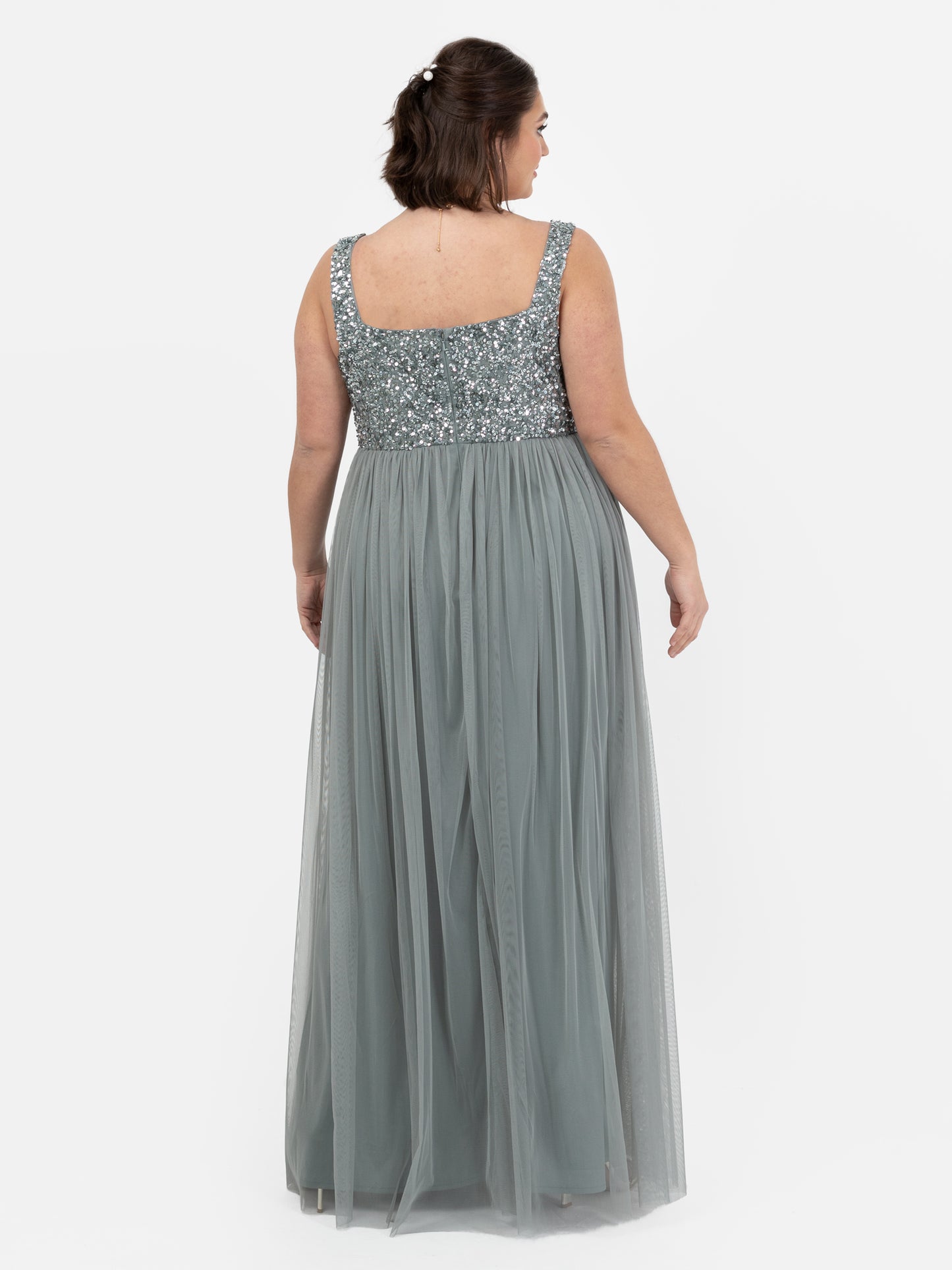 Maya Misty Green Embellished Strappy Maxi Dress