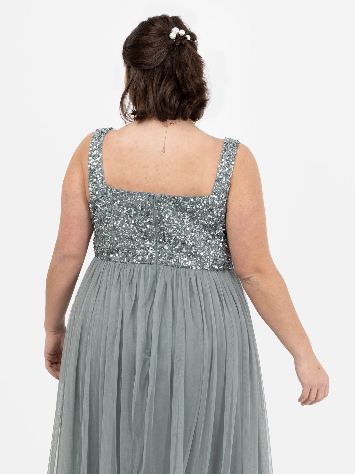 Maya Misty Green Embellished Strappy Maxi Dress