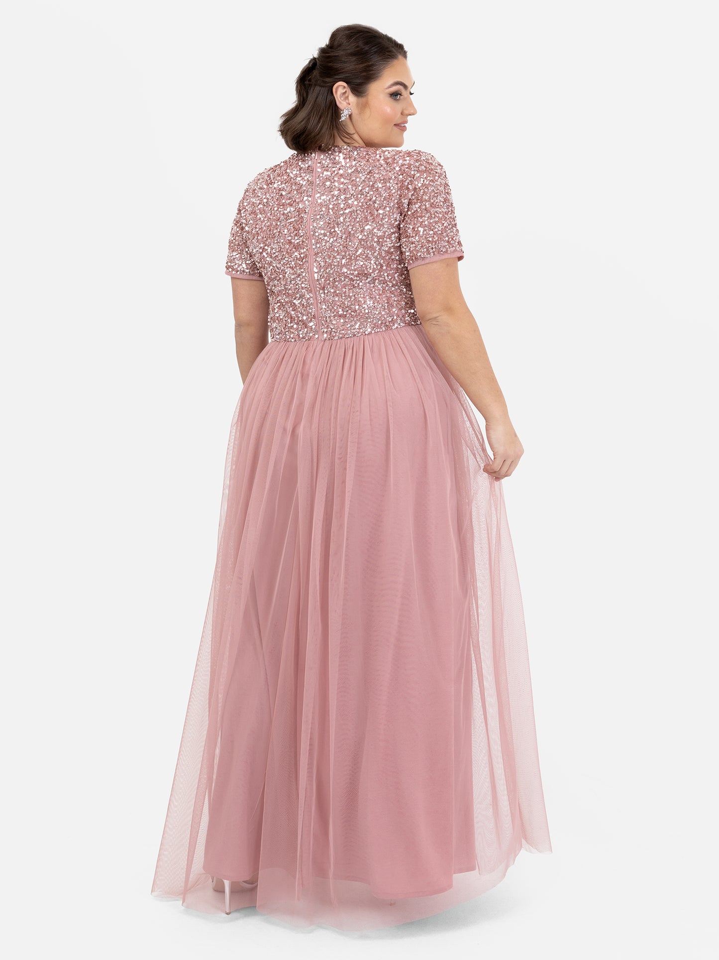 Maya Dusty Pink V Neckline Embellished Maxi Dress