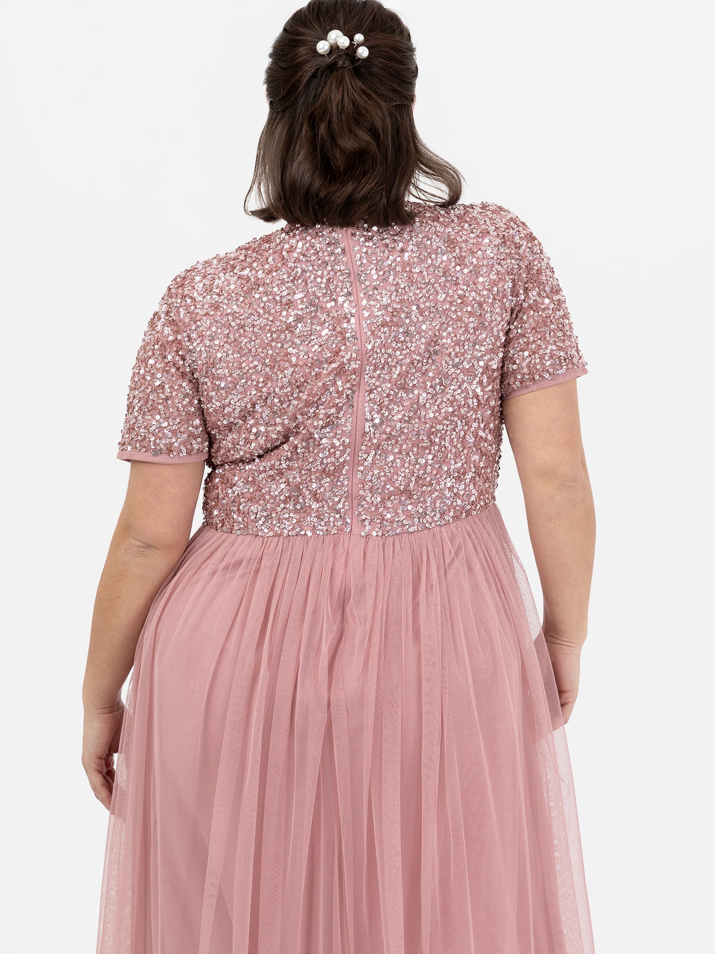 Maya Dusty Pink V Neckline Embellished Maxi Dress