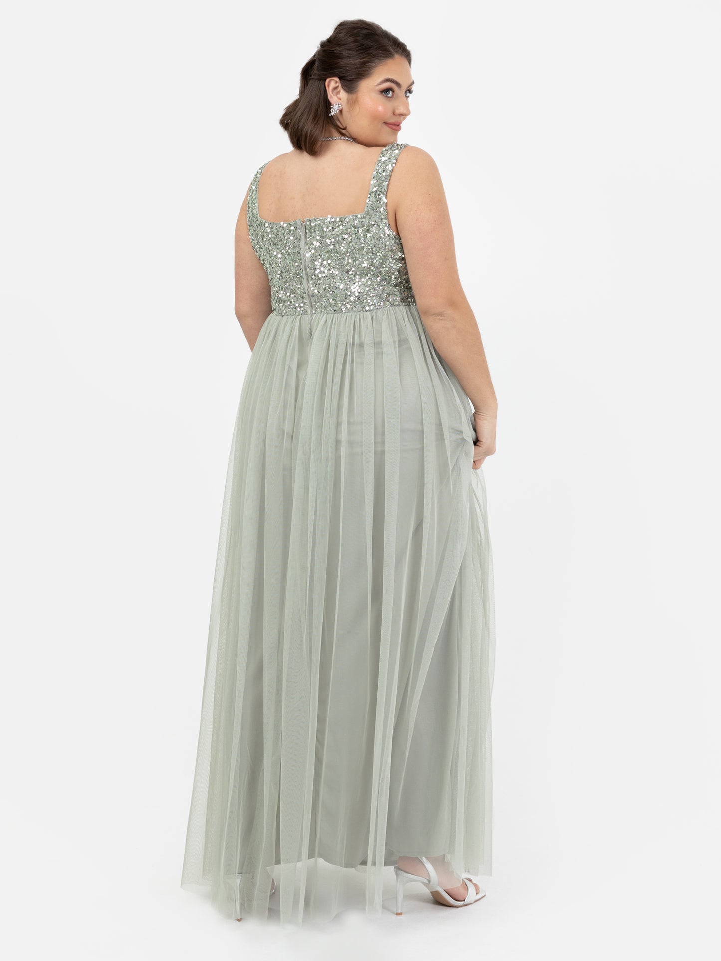 Maya Sage Green Embellished Strappy Maxi Dress