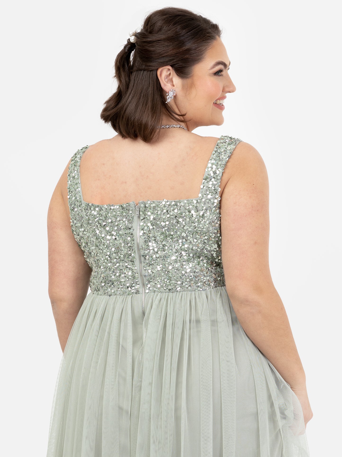 Maya Sage Green Embellished Strappy Maxi Dress
