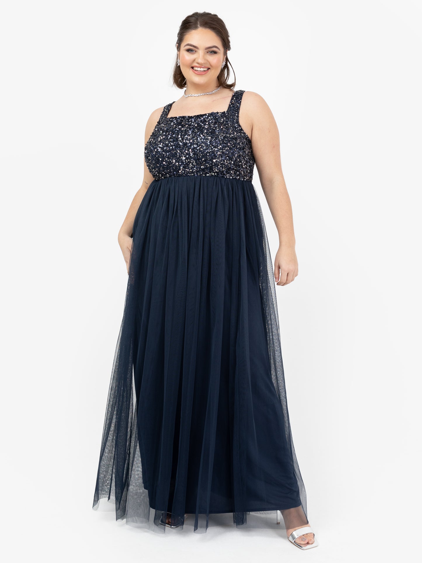 Maya Navy Embellished Strappy Maxi Dress