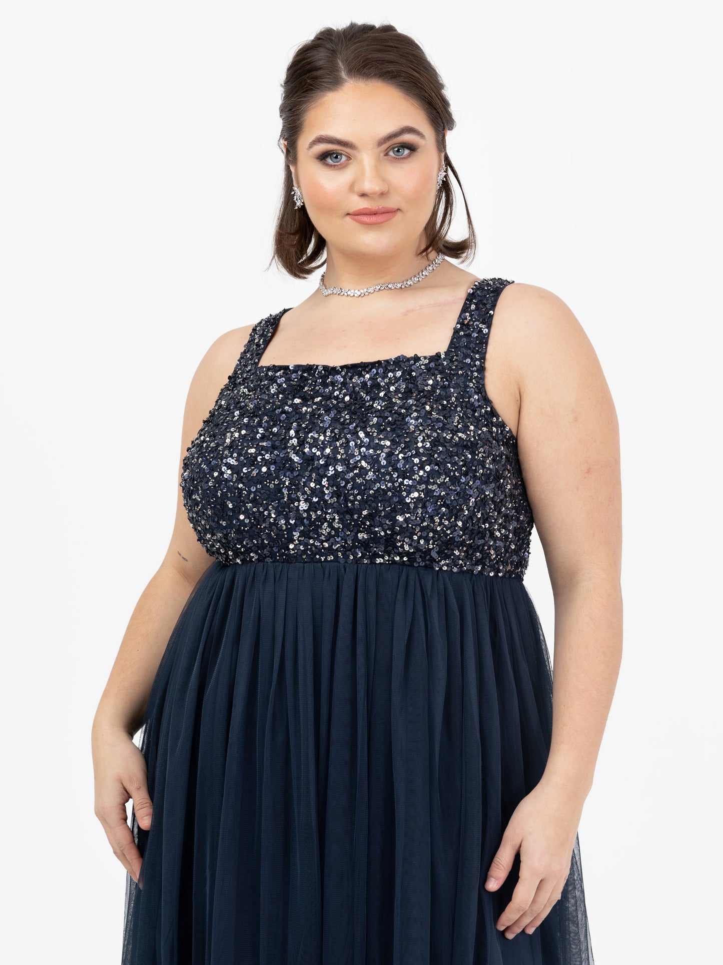 Maya Navy Embellished Strappy Maxi Dress