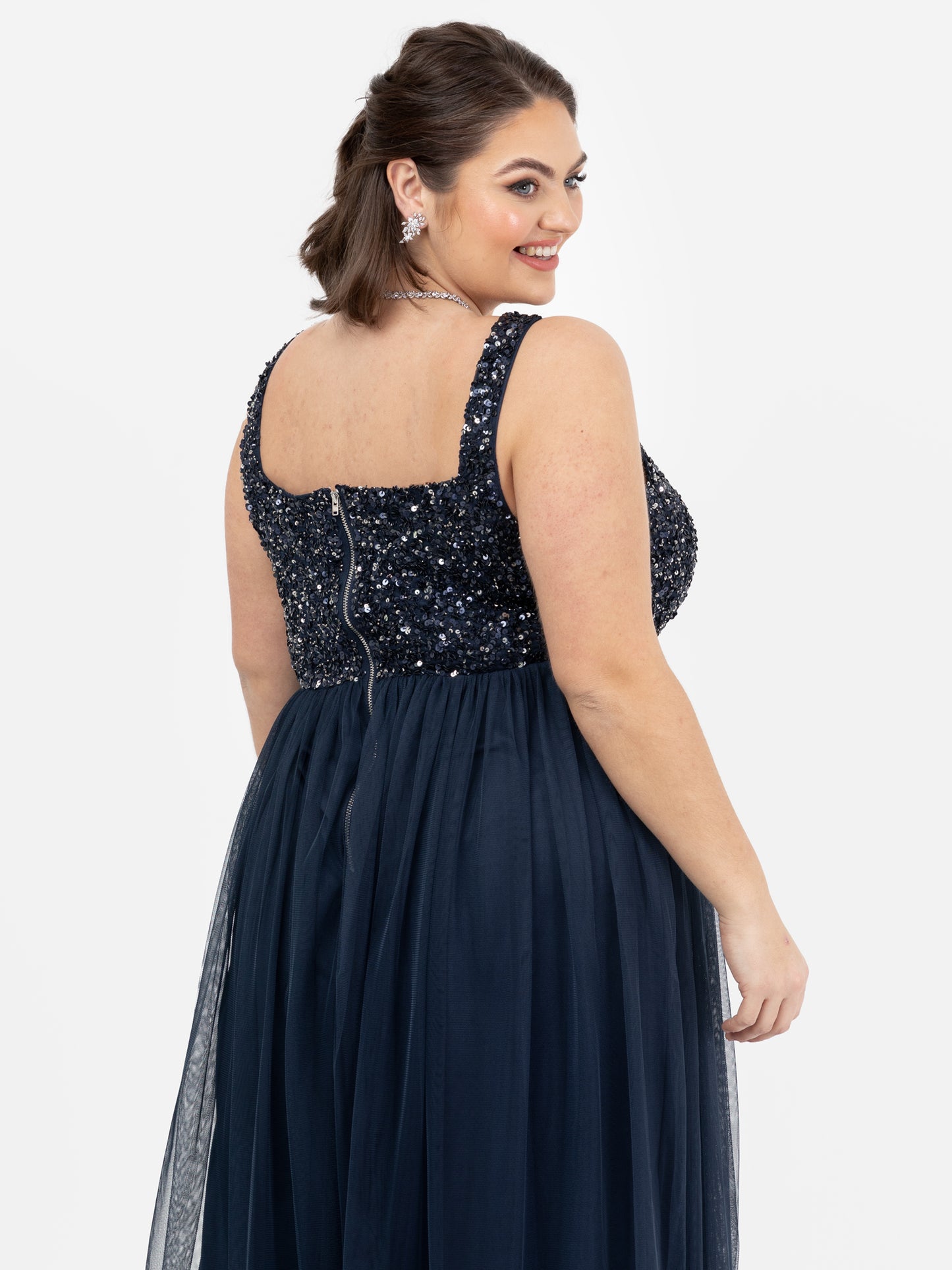 Maya Navy Embellished Strappy Maxi Dress