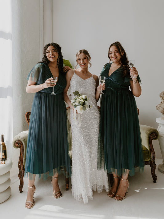 Anaya With Love Recycled Emerald Green Ribbon Detail Midi Dress