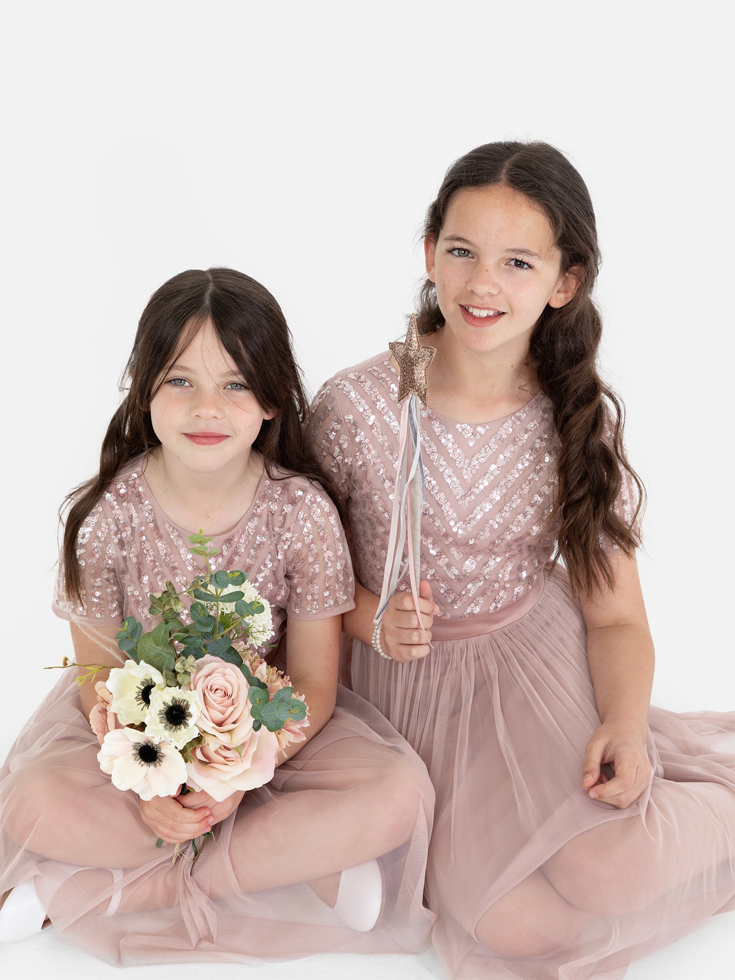 Mini Maya Frosted Pink Stripe Embellished Midi Dress With Bow